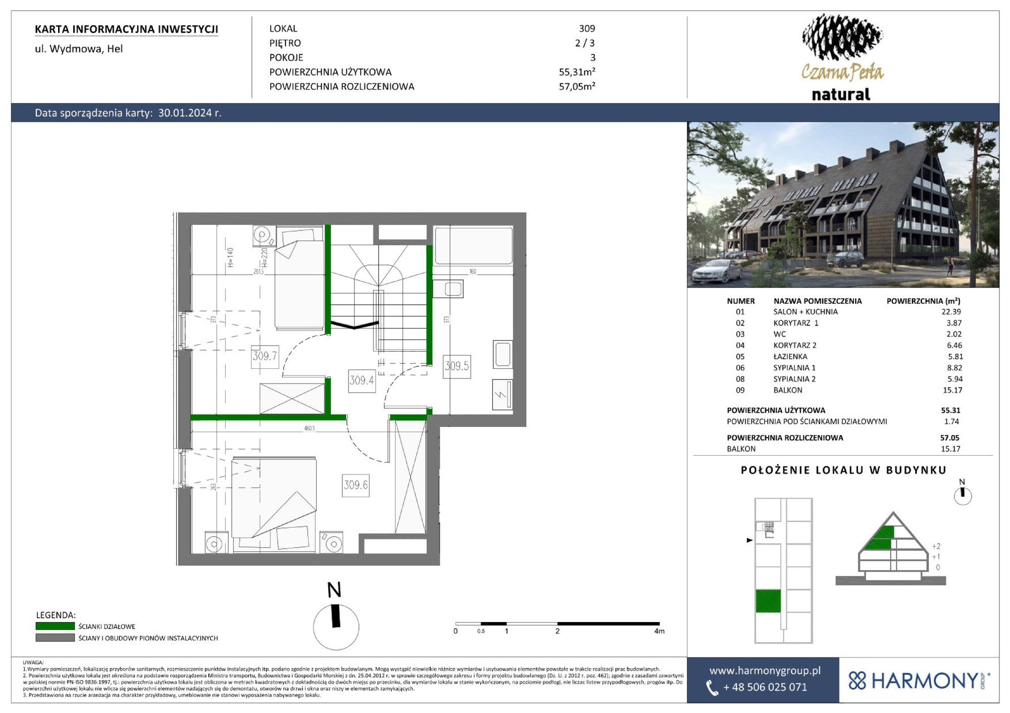 Apartament 57,05 m², piętro 2, oferta nr 309, Czarna Perła, Hel, ul. Wydmowa-idx