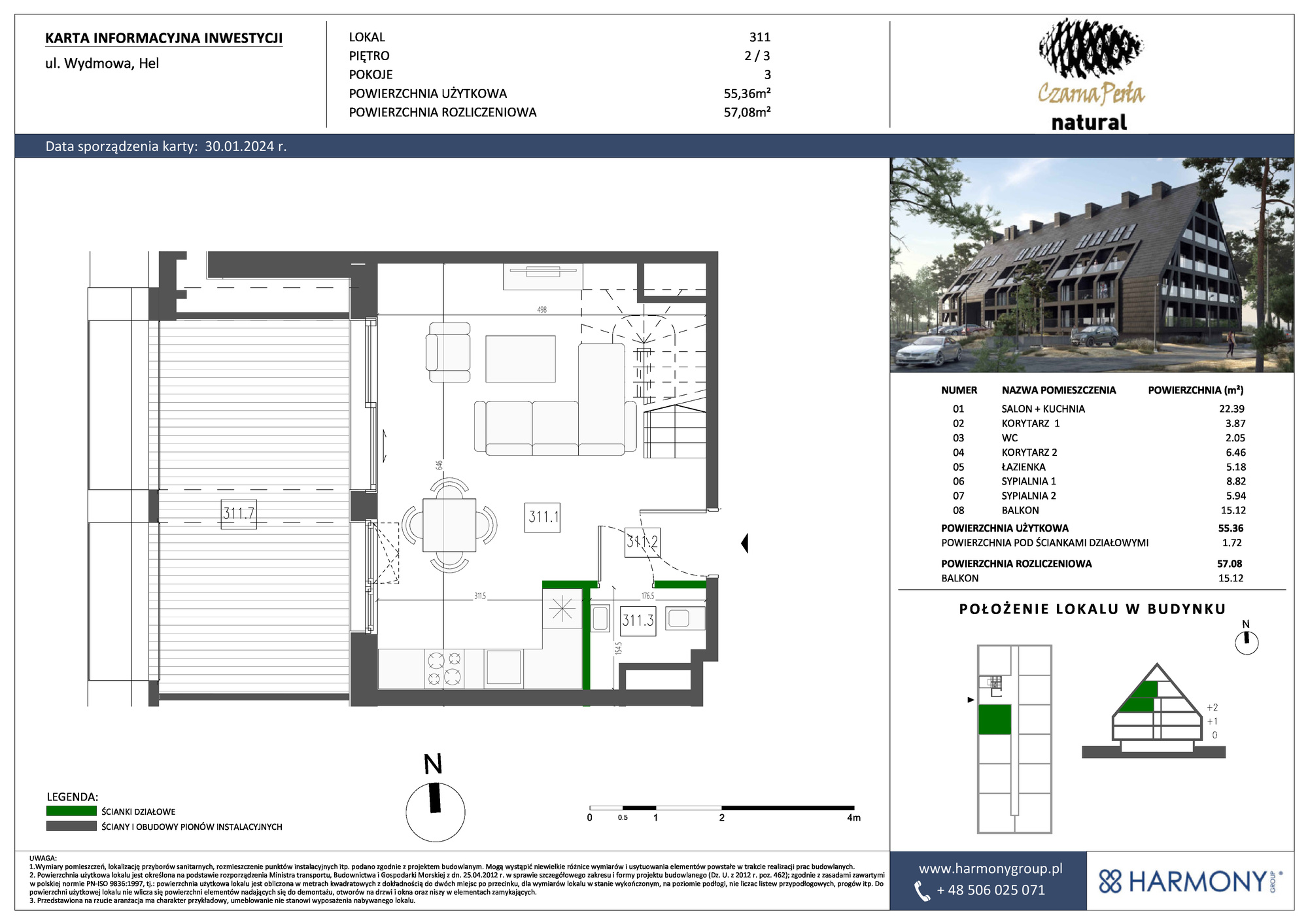 Apartament 57,08 m², piętro 2, oferta nr 311, Czarna Perła, Hel, ul. Wydmowa-idx