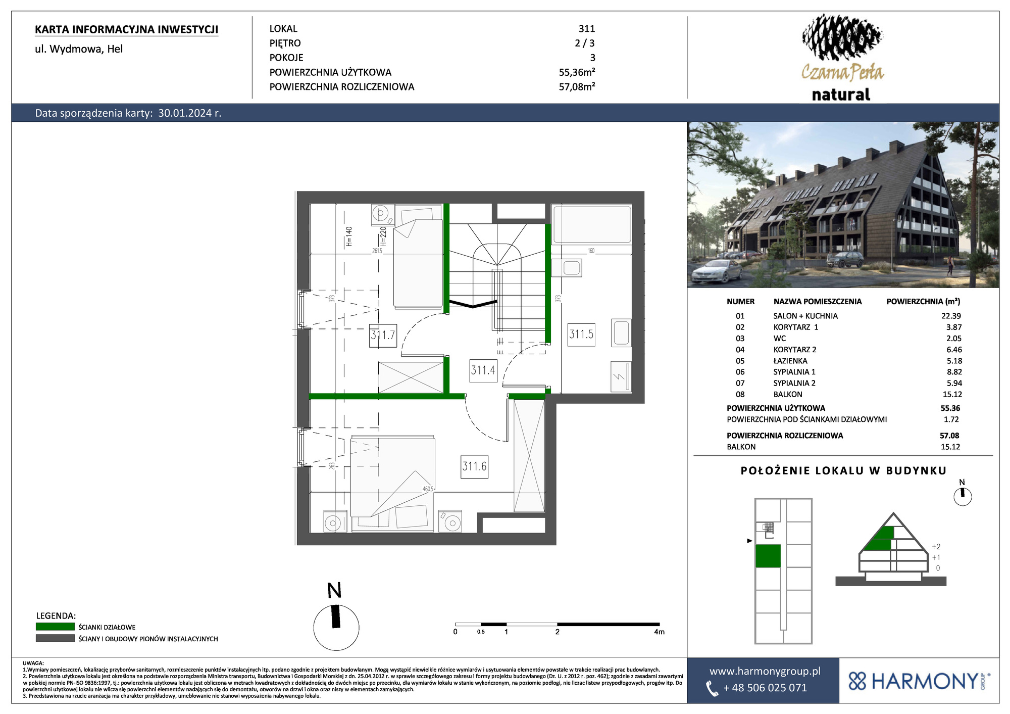 Apartament 57,08 m², piętro 2, oferta nr 311, Czarna Perła, Hel, ul. Wydmowa-idx