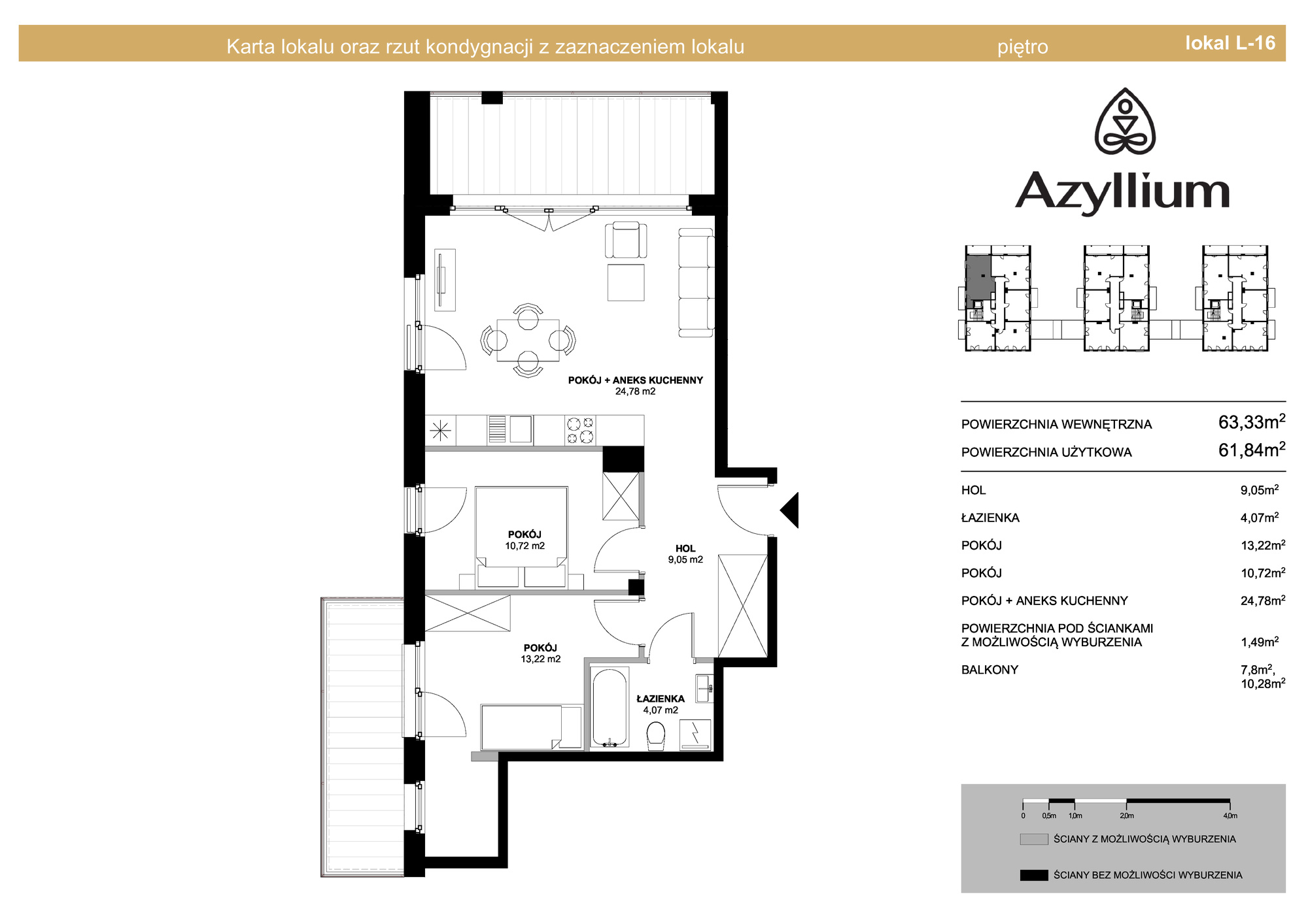 Mieszkanie 63,33 m², piętro 1, oferta nr A.16, Azyllium, Olsztyn, Gutkowo, ul. Żurawia-idx