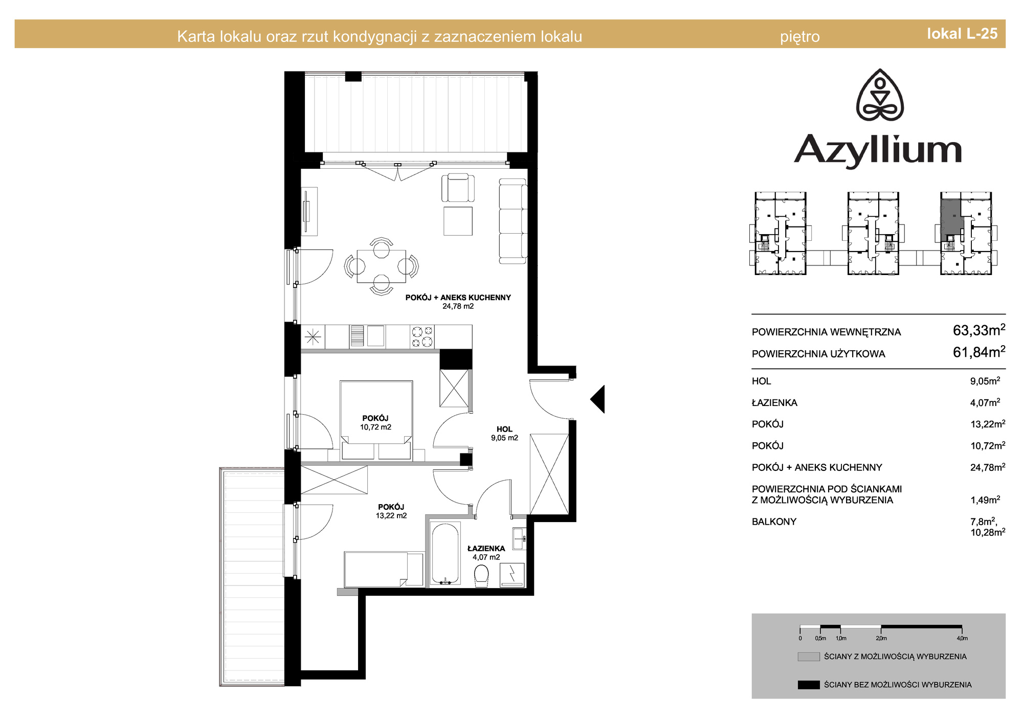 Mieszkanie 63,33 m², piętro 1, oferta nr C.25, Azyllium, Olsztyn, Gutkowo, ul. Żurawia-idx