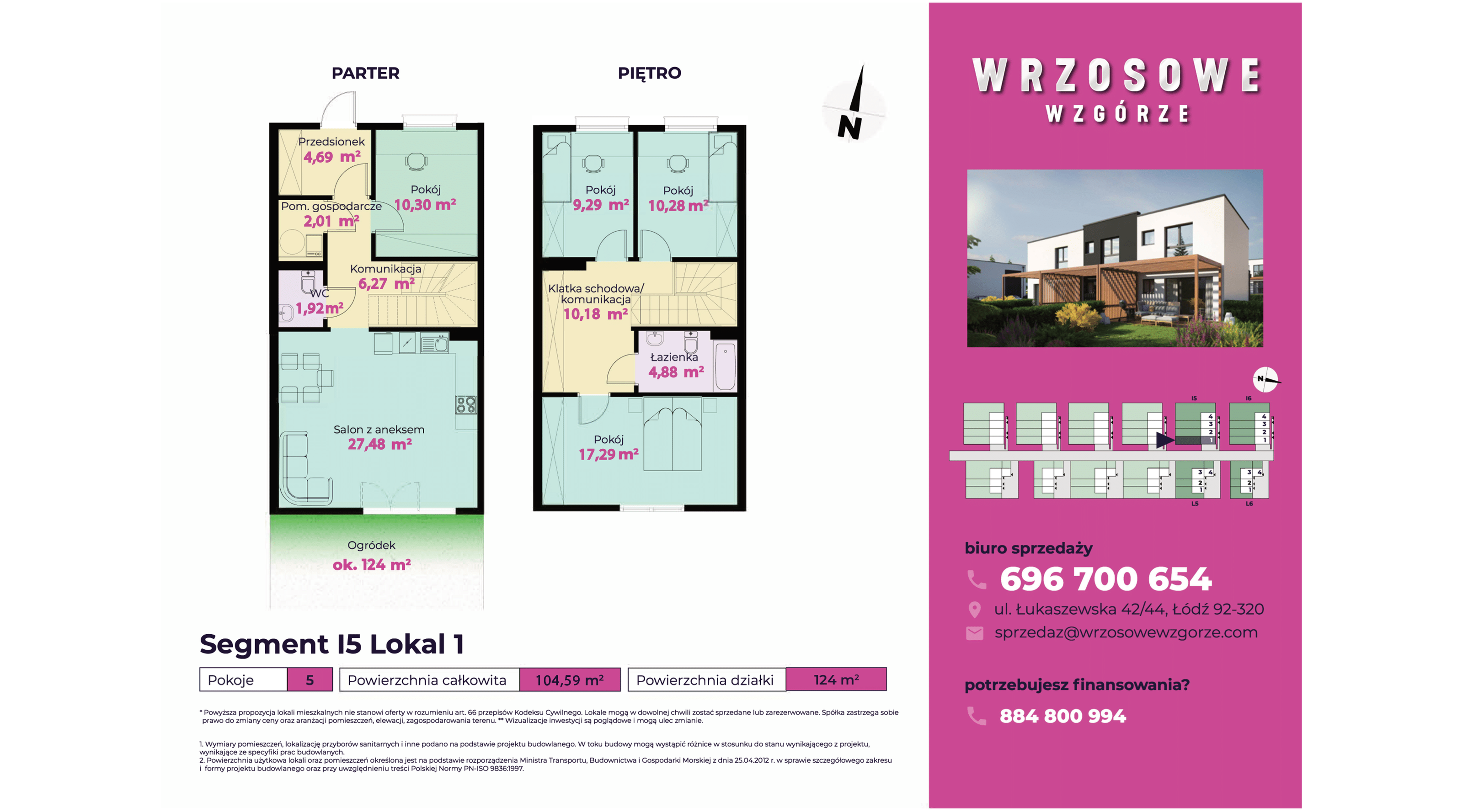 Dom 104,59 m², oferta nr I5_1, Wrzosowe Wzgórze, Łódź, Widzew, Dolina Łódki, ul. Łukaszewska 42/44-idx