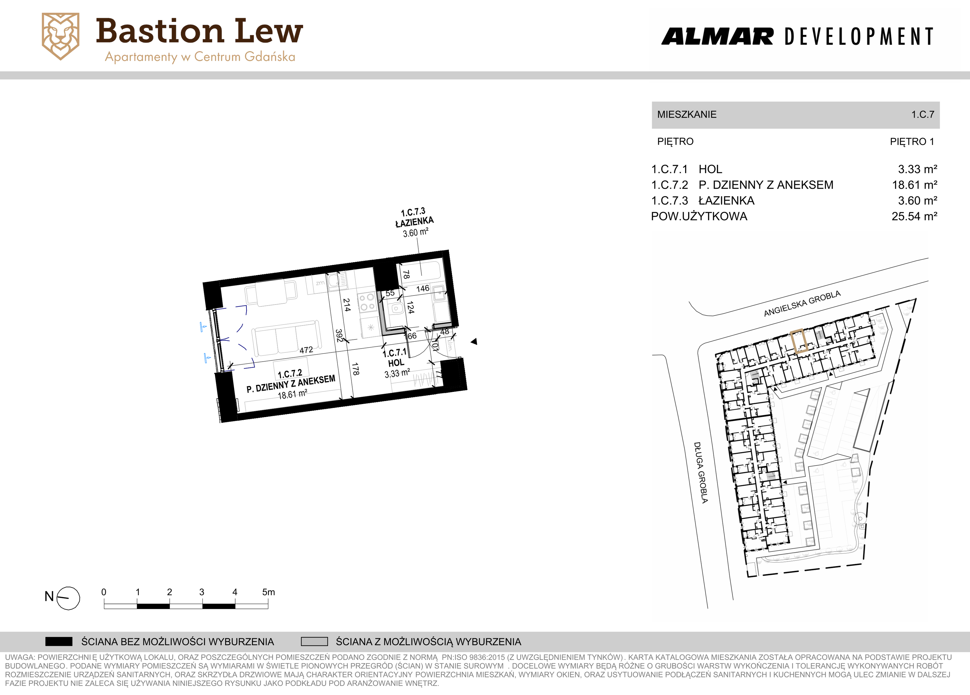 Mieszkanie 25,54 m², piętro 1, oferta nr 1.C7, Bastion Lew, Gdańsk, Śródmieście, ul. Angielska Grobla/Długa Grobla-idx