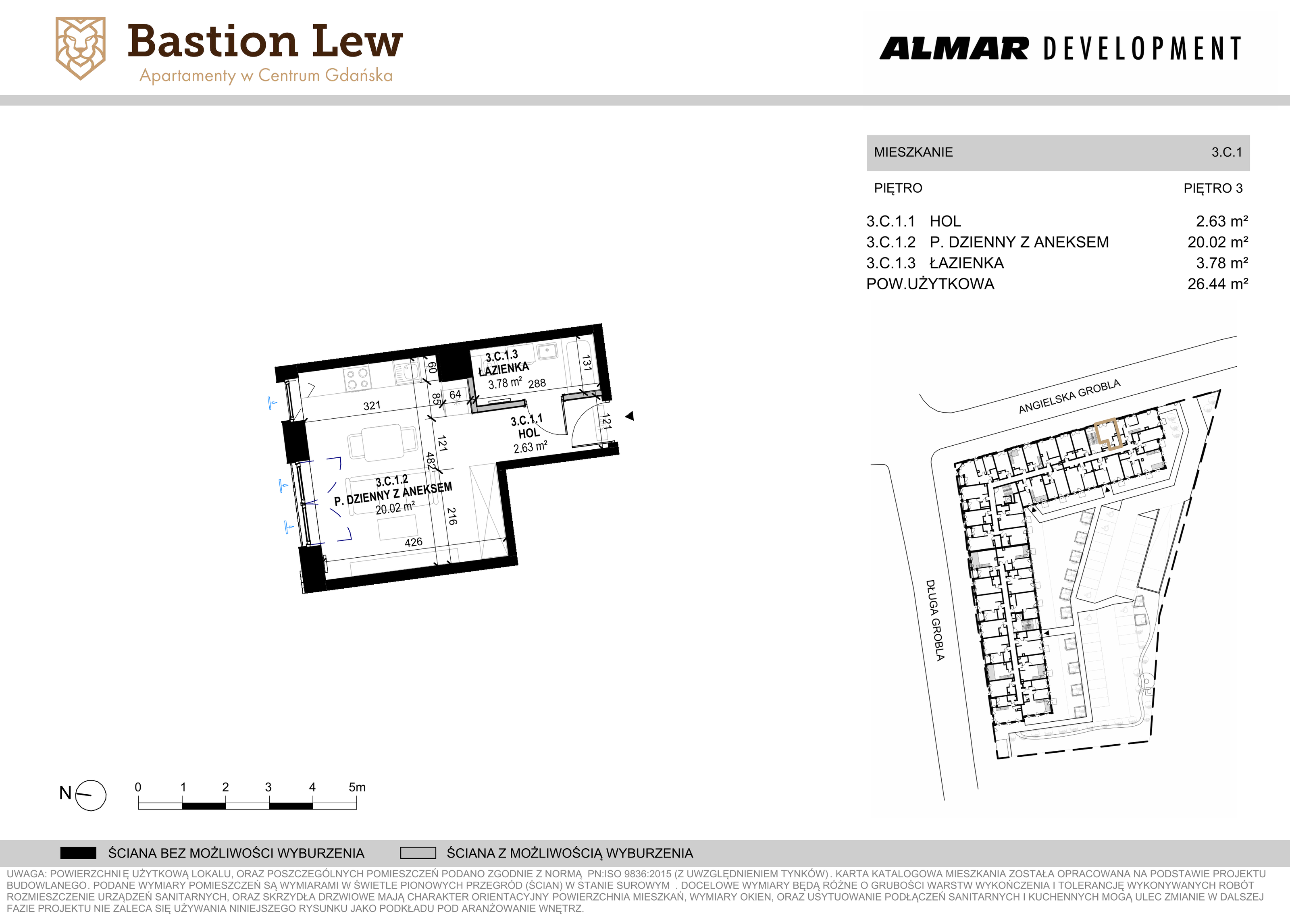 Apartament 26,46 m², piętro 3, oferta nr 3.C1, Bastion Lew, Gdańsk, Śródmieście, ul. Angielska Grobla/Długa Grobla-idx