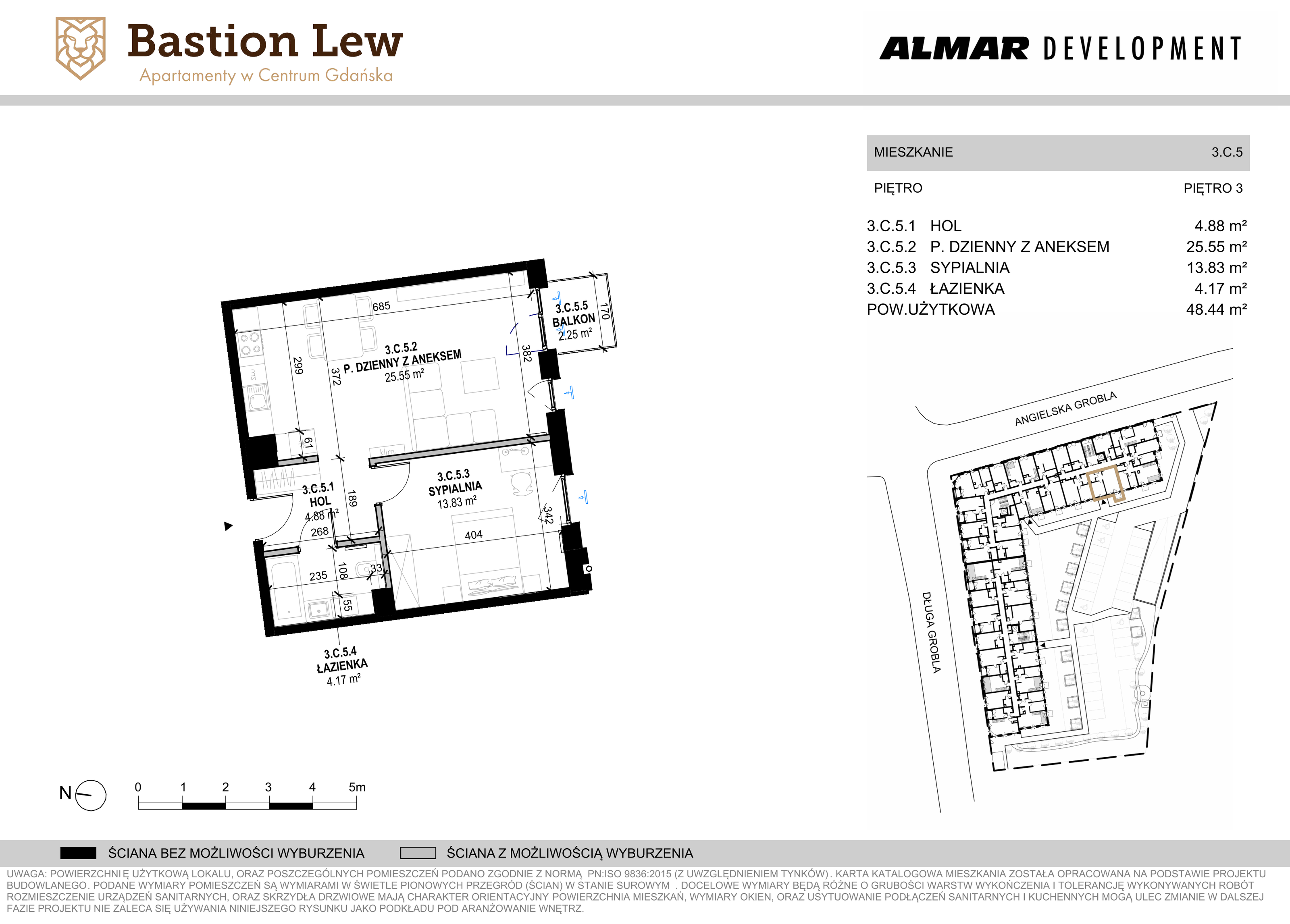 Apartament 48,44 m², piętro 3, oferta nr 3.C5, Bastion Lew, Gdańsk, Śródmieście, ul. Angielska Grobla/Długa Grobla-idx