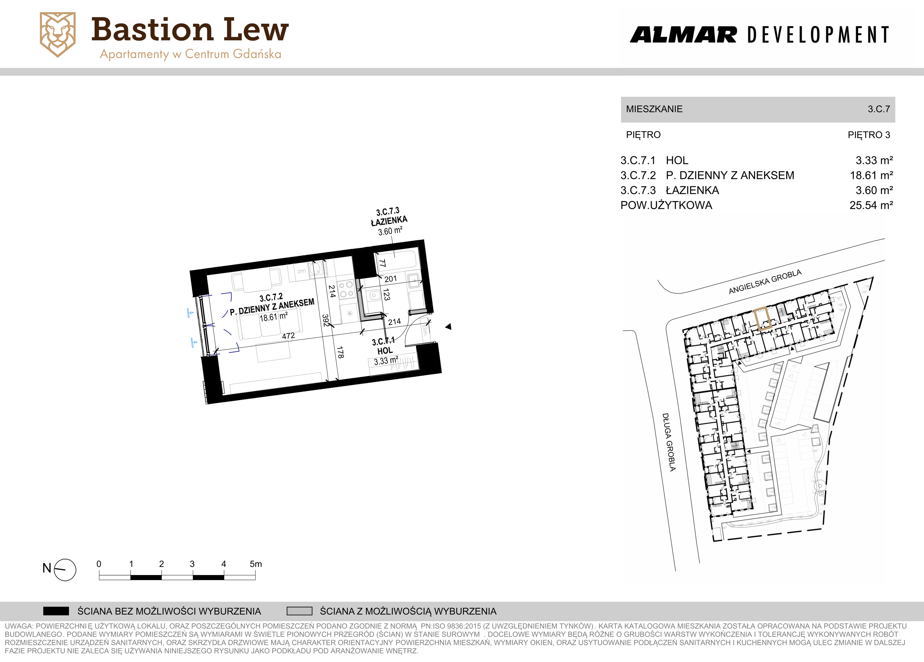 Mieszkanie 25,54 m², piętro 3, oferta nr 3.C7, Bastion Lew, Gdańsk, Śródmieście, ul. Angielska Grobla/Długa Grobla-idx