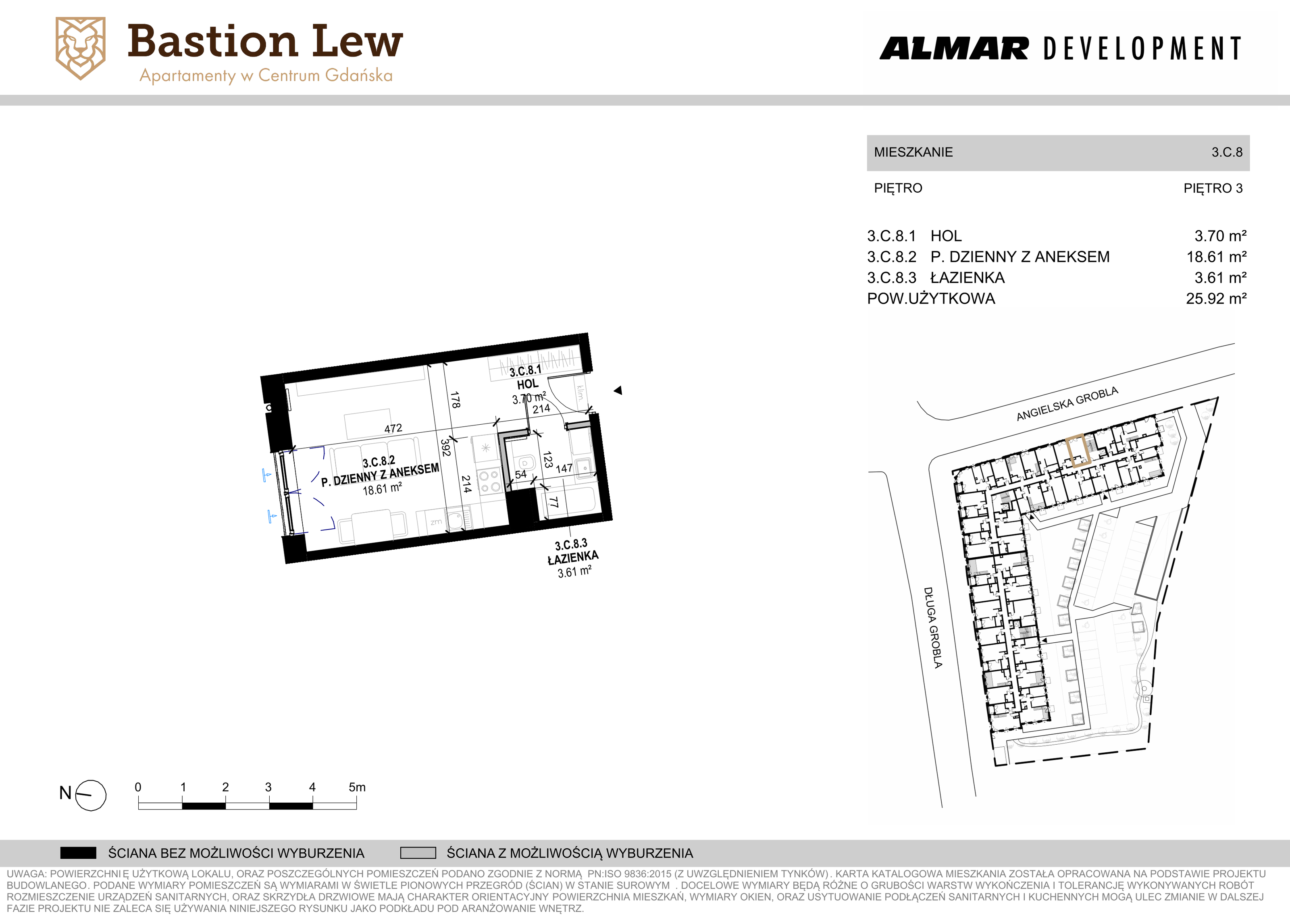 Apartament 25,95 m², piętro 3, oferta nr 3.C8, Bastion Lew, Gdańsk, Śródmieście, ul. Angielska Grobla/Długa Grobla-idx