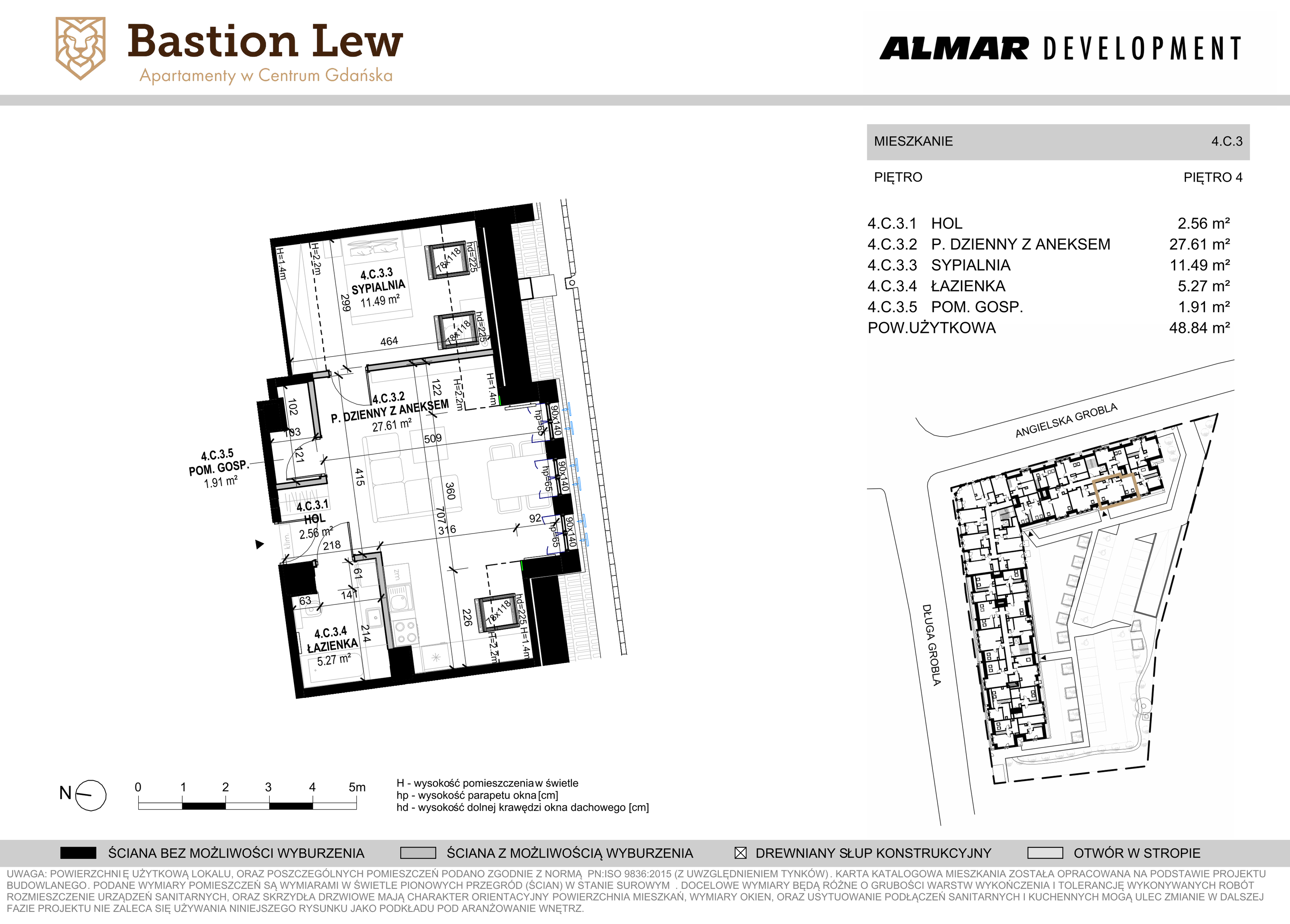 Apartament 48,84 m², piętro 4, oferta nr 4.C3, Bastion Lew, Gdańsk, Śródmieście, ul. Angielska Grobla/Długa Grobla-idx