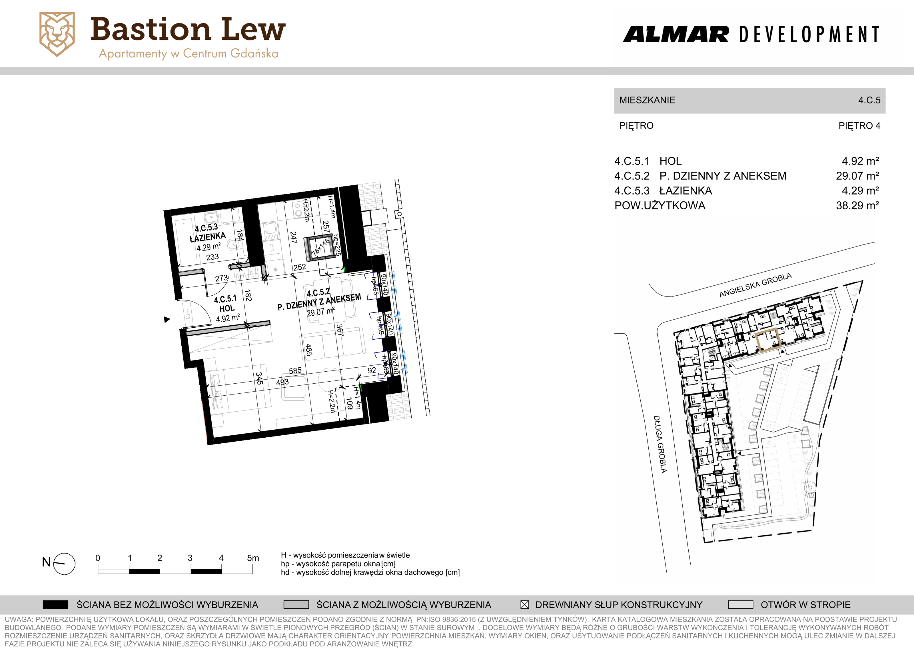 Mieszkanie 38,29 m², piętro 4, oferta nr 4.C5, Bastion Lew, Gdańsk, Śródmieście, ul. Angielska Grobla/Długa Grobla-idx