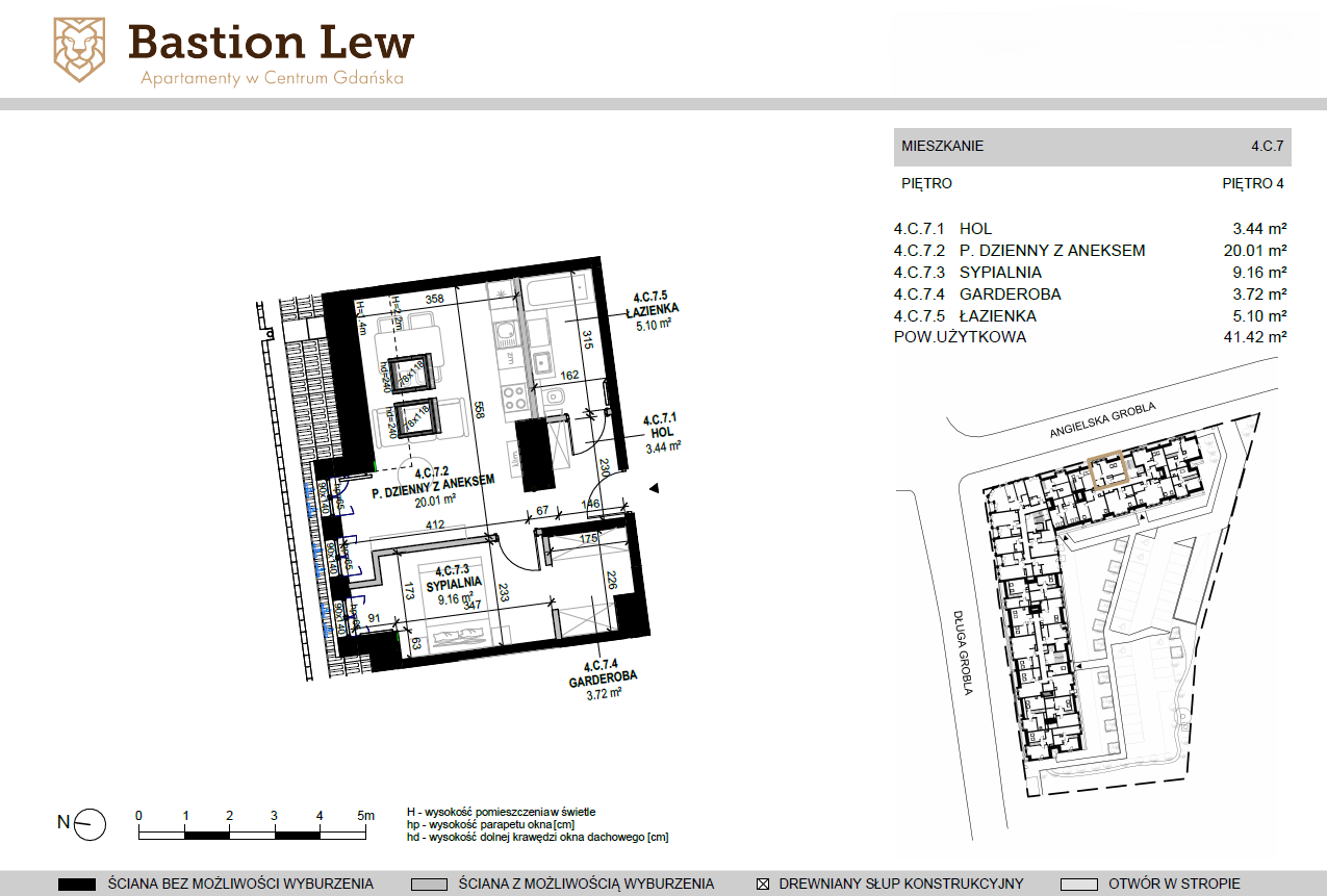 Apartament 41,42 m², piętro 4, oferta nr 4.C7, Bastion Lew, Gdańsk, Śródmieście, ul. Angielska Grobla/Długa Grobla-idx