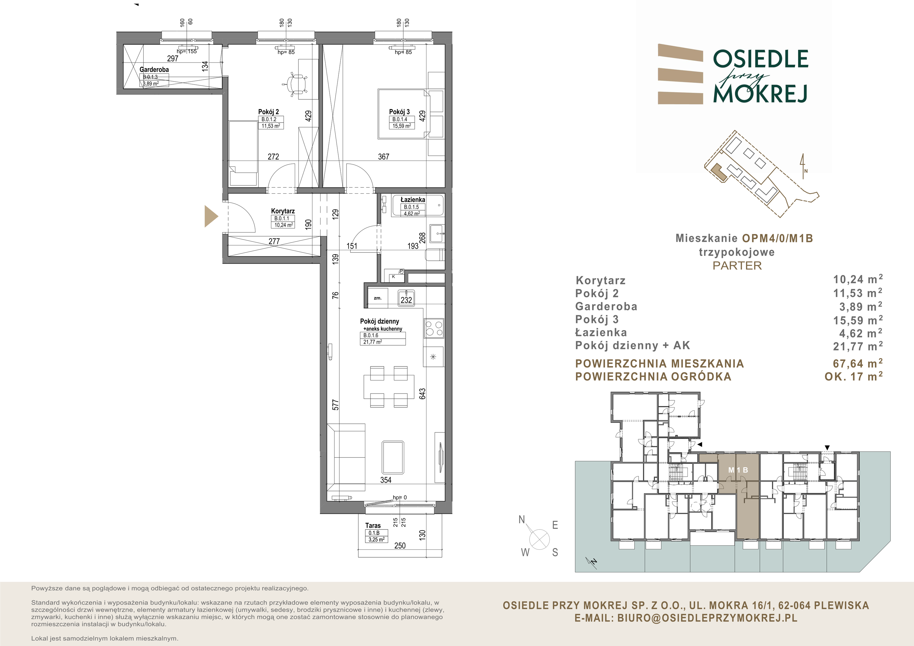 Mieszkanie 67,64 m², parter, oferta nr OPM4/0/M1B, Osiedle przy Mokrej, Plewiska, ul. Mokra-idx