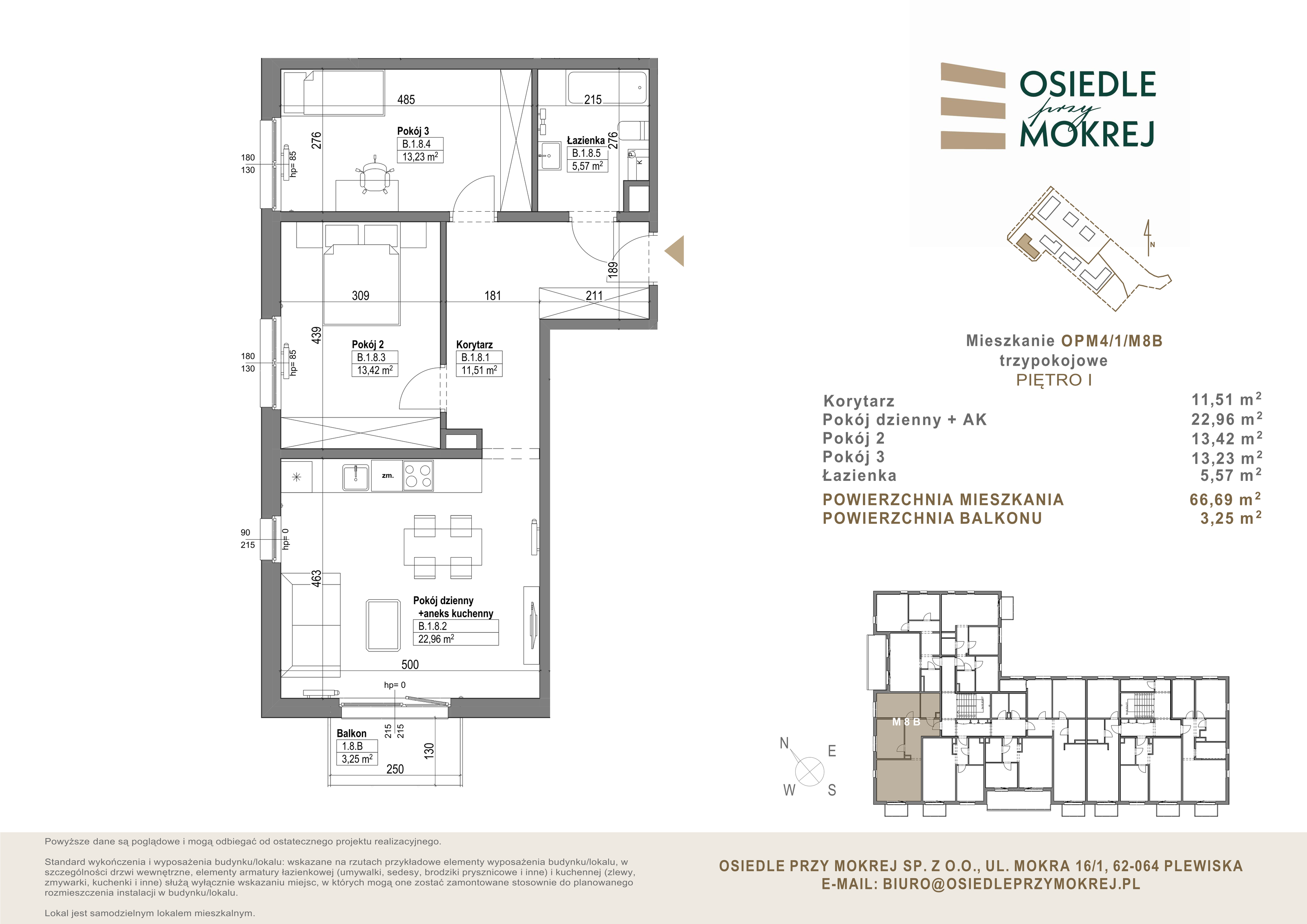 Mieszkanie 66,69 m², piętro 1, oferta nr OPM4/1/M8B, Osiedle przy Mokrej, Plewiska, ul. Mokra-idx