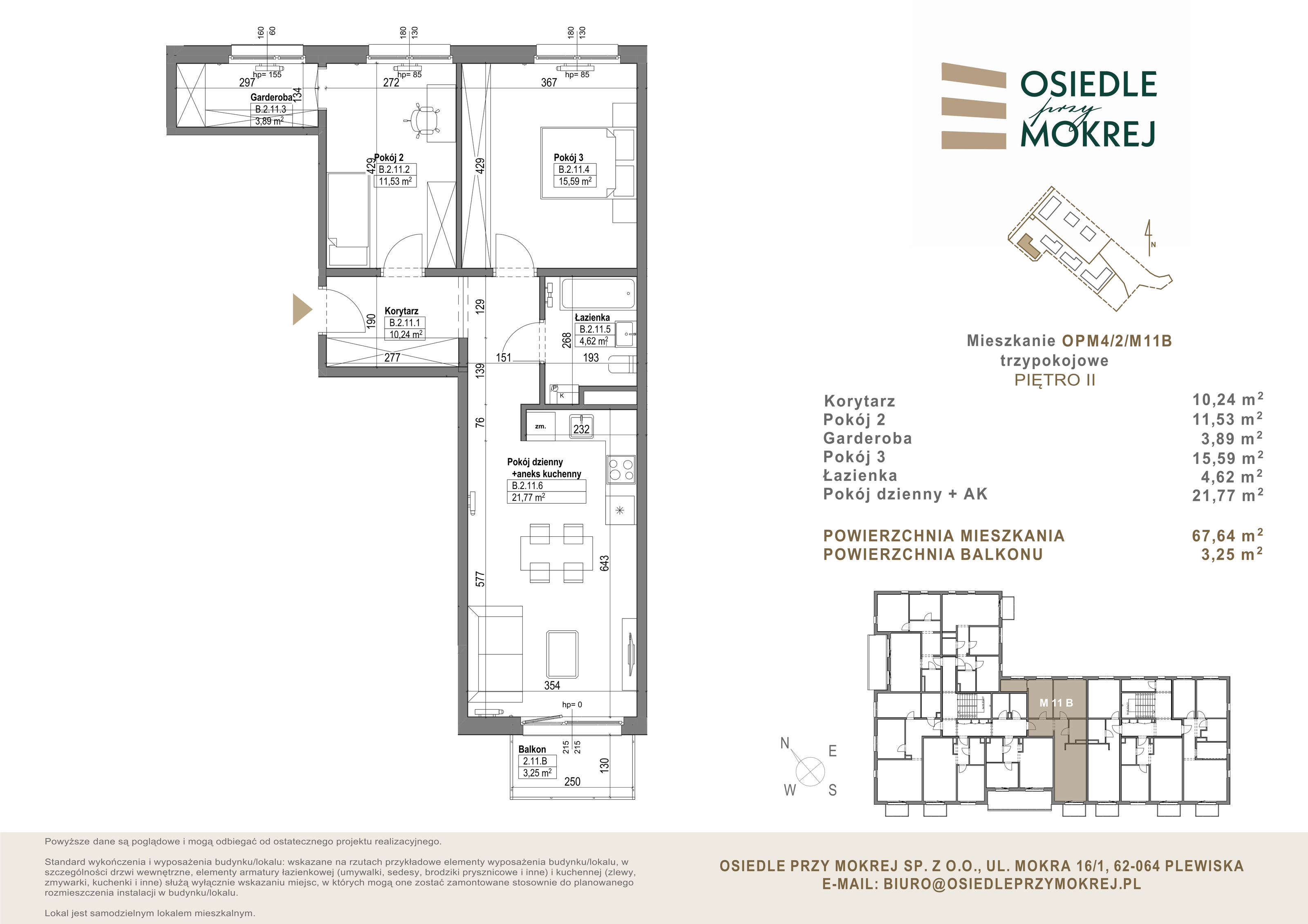 Mieszkanie 67,64 m², piętro 2, oferta nr OPM4/2/M11B, Osiedle przy Mokrej, Plewiska, ul. Mokra-idx