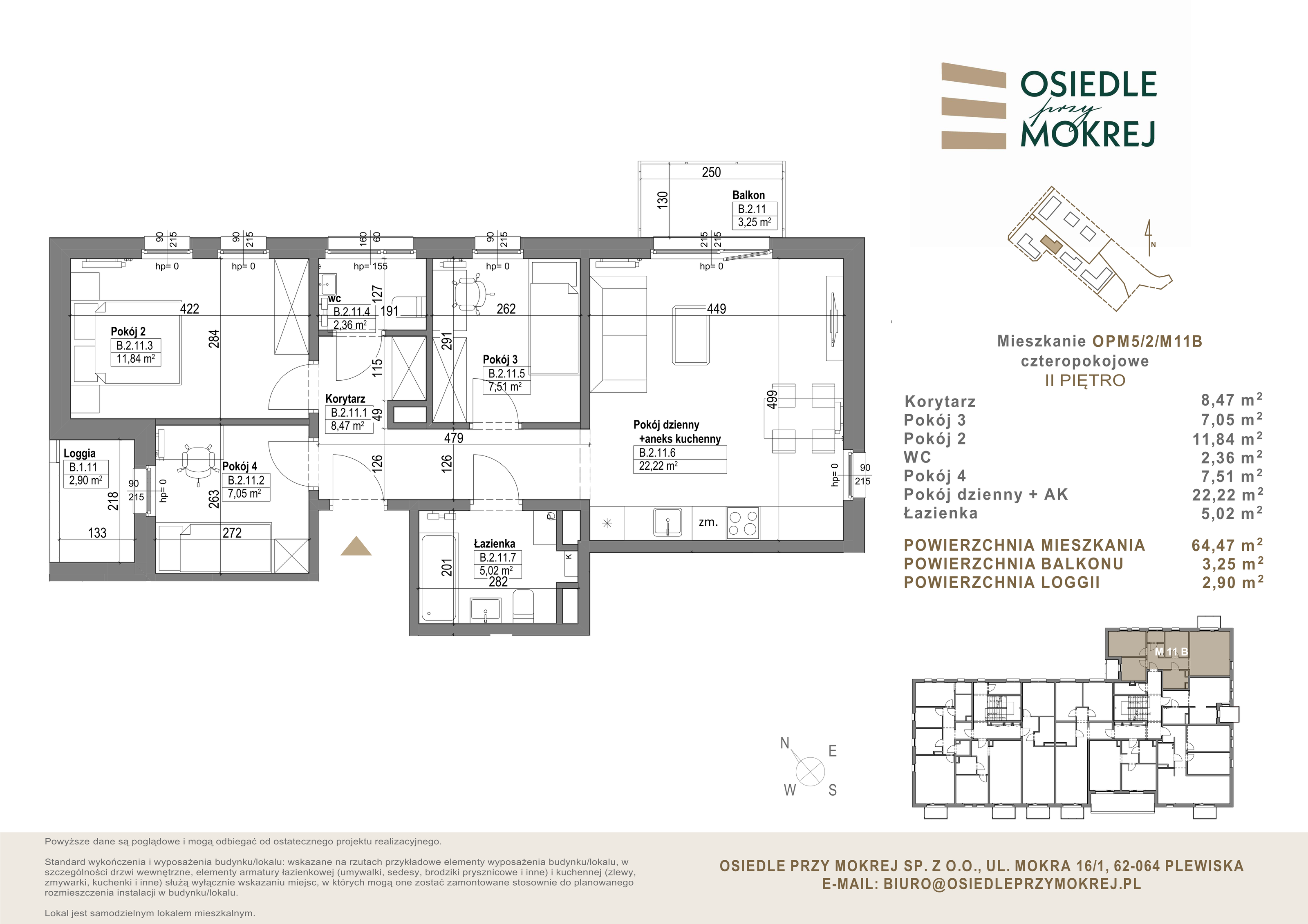 Mieszkanie 64,47 m², piętro 2, oferta nr OPM5/2/M11B, Osiedle przy Mokrej, Plewiska, ul. Mokra-idx