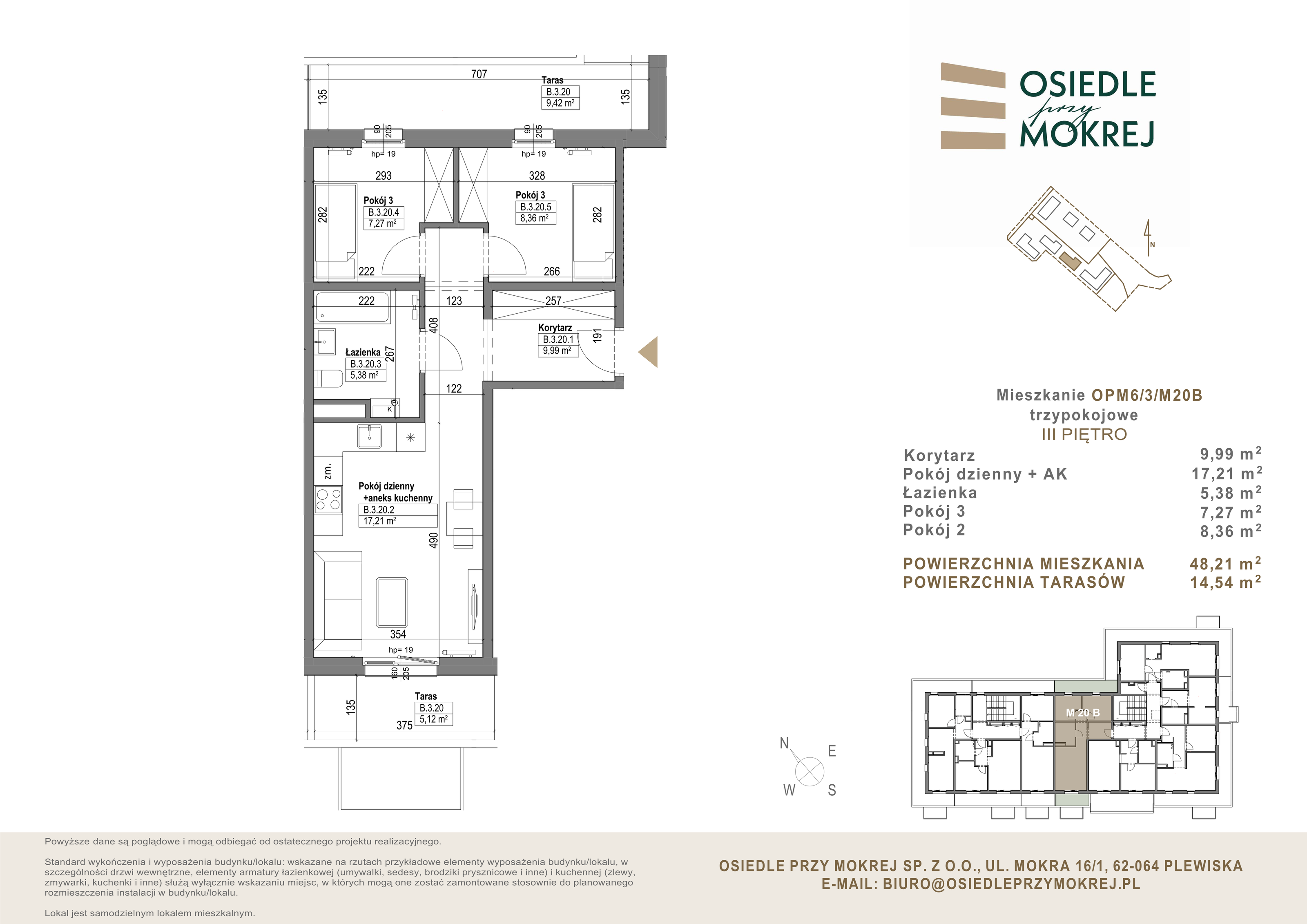 Mieszkanie 48,21 m², piętro 3, oferta nr OPM6/3/M20B, Osiedle przy Mokrej, Plewiska, ul. Mokra-idx