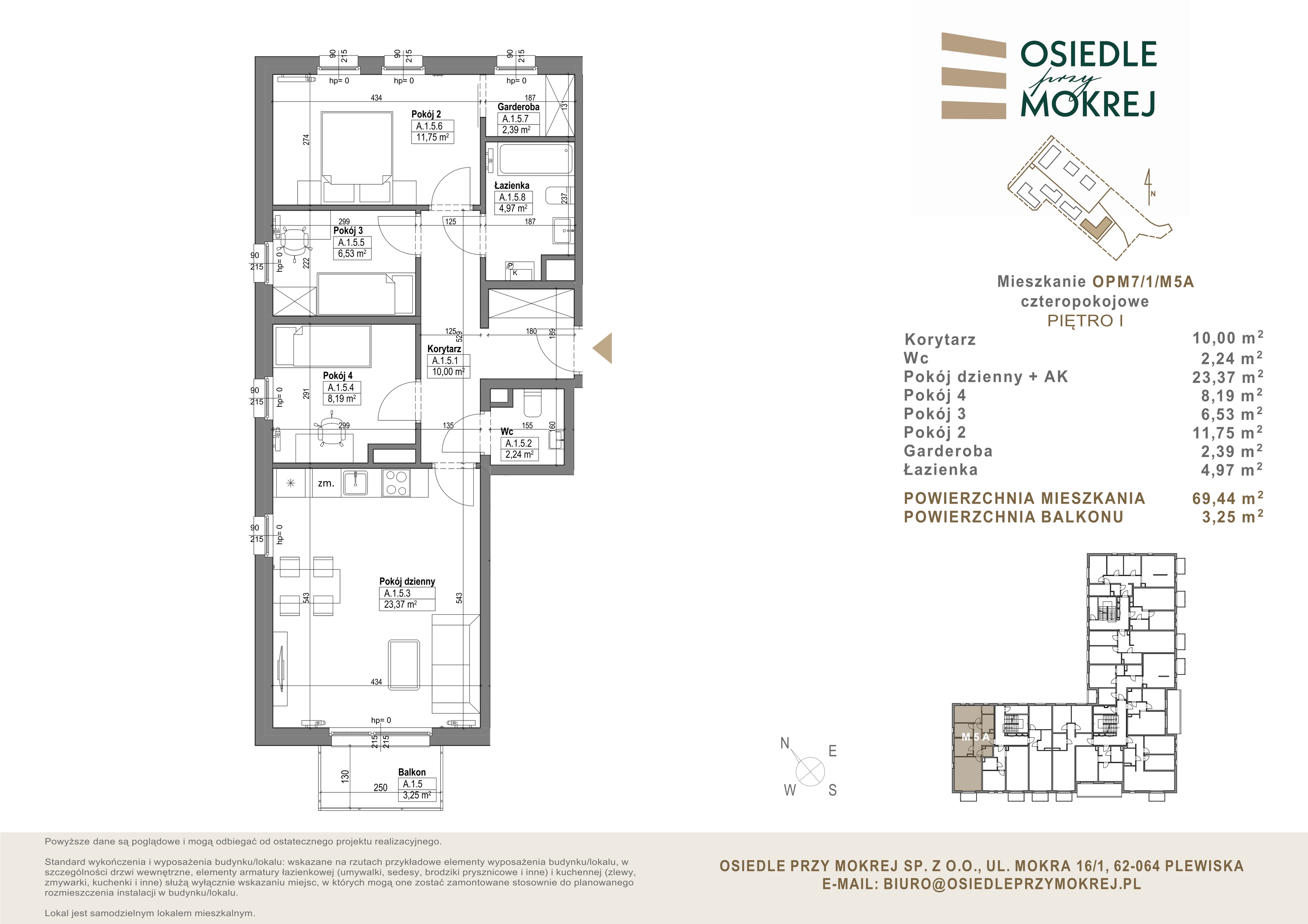 Mieszkanie 69,44 m², piętro 1, oferta nr OPM7/1/M5A, Osiedle przy Mokrej, Plewiska, ul. Mokra-idx