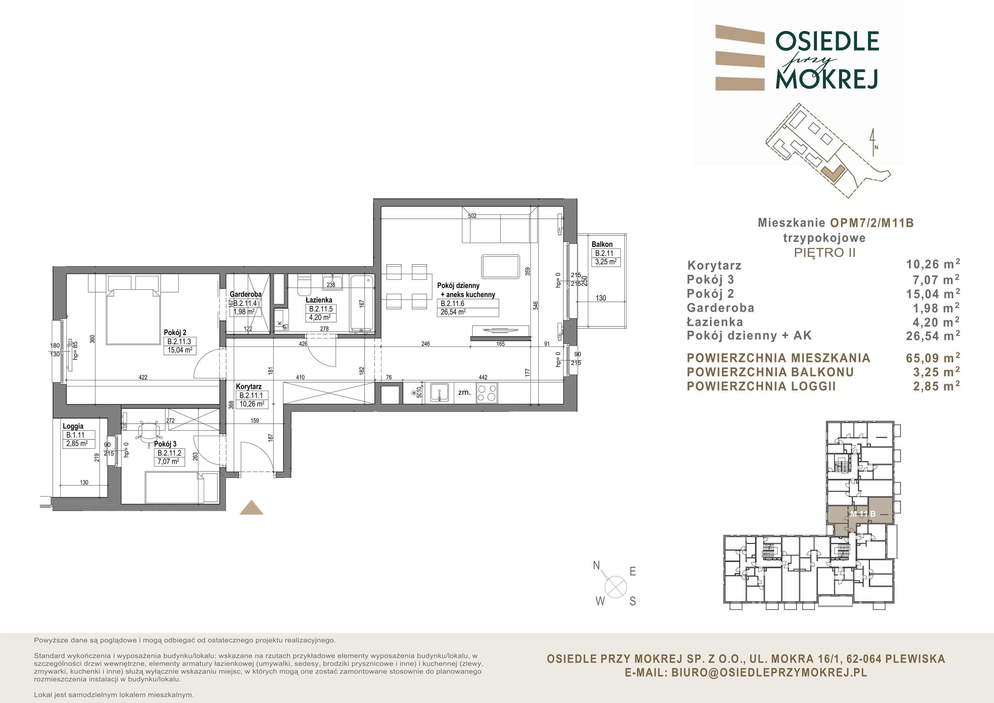 Mieszkanie 65,09 m², piętro 2, oferta nr OPM7/2/M11B, Osiedle przy Mokrej, Plewiska, ul. Mokra-idx