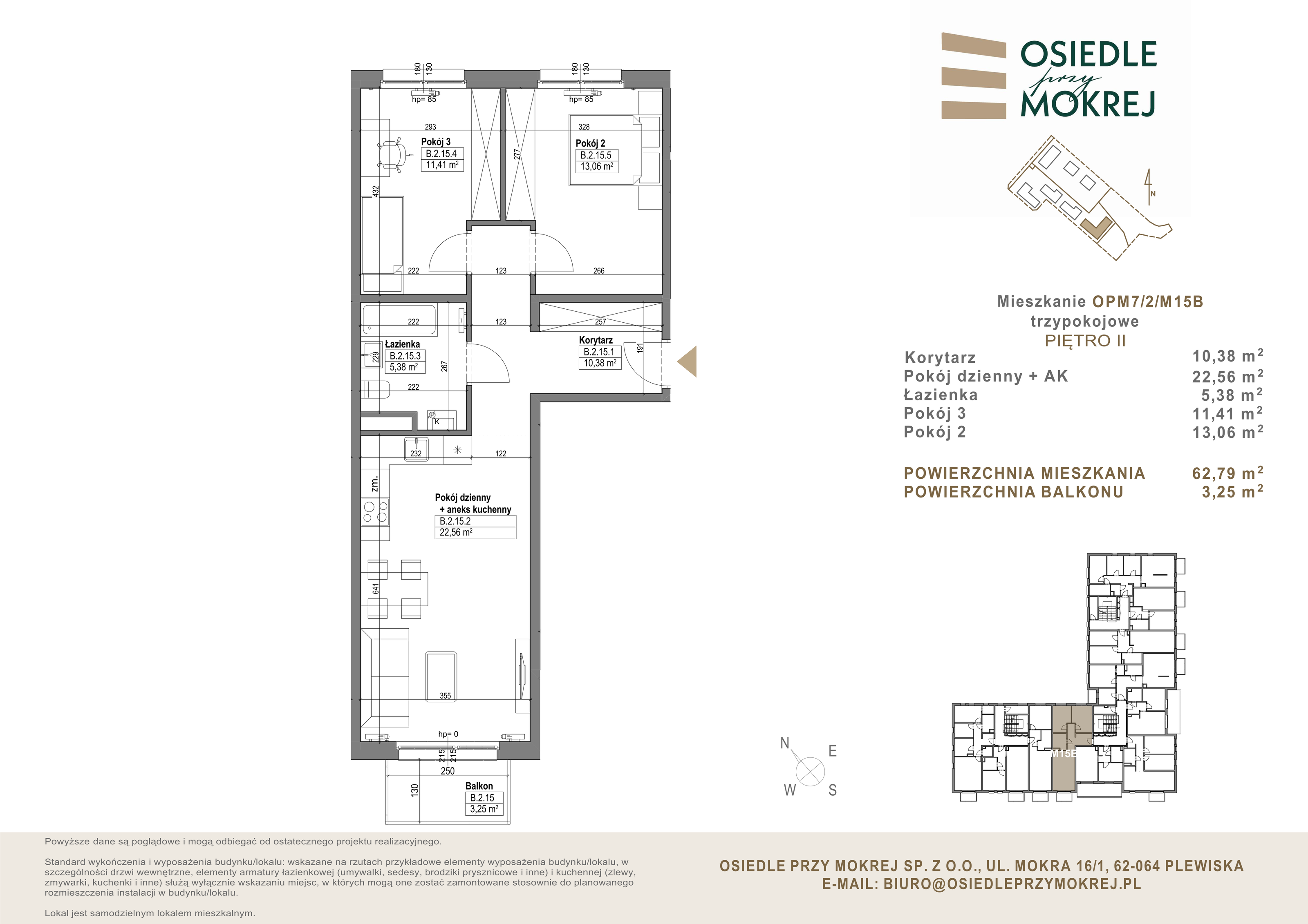 Mieszkanie 62,79 m², piętro 2, oferta nr OPM7/2/M15B, Osiedle przy Mokrej, Plewiska, ul. Mokra-idx