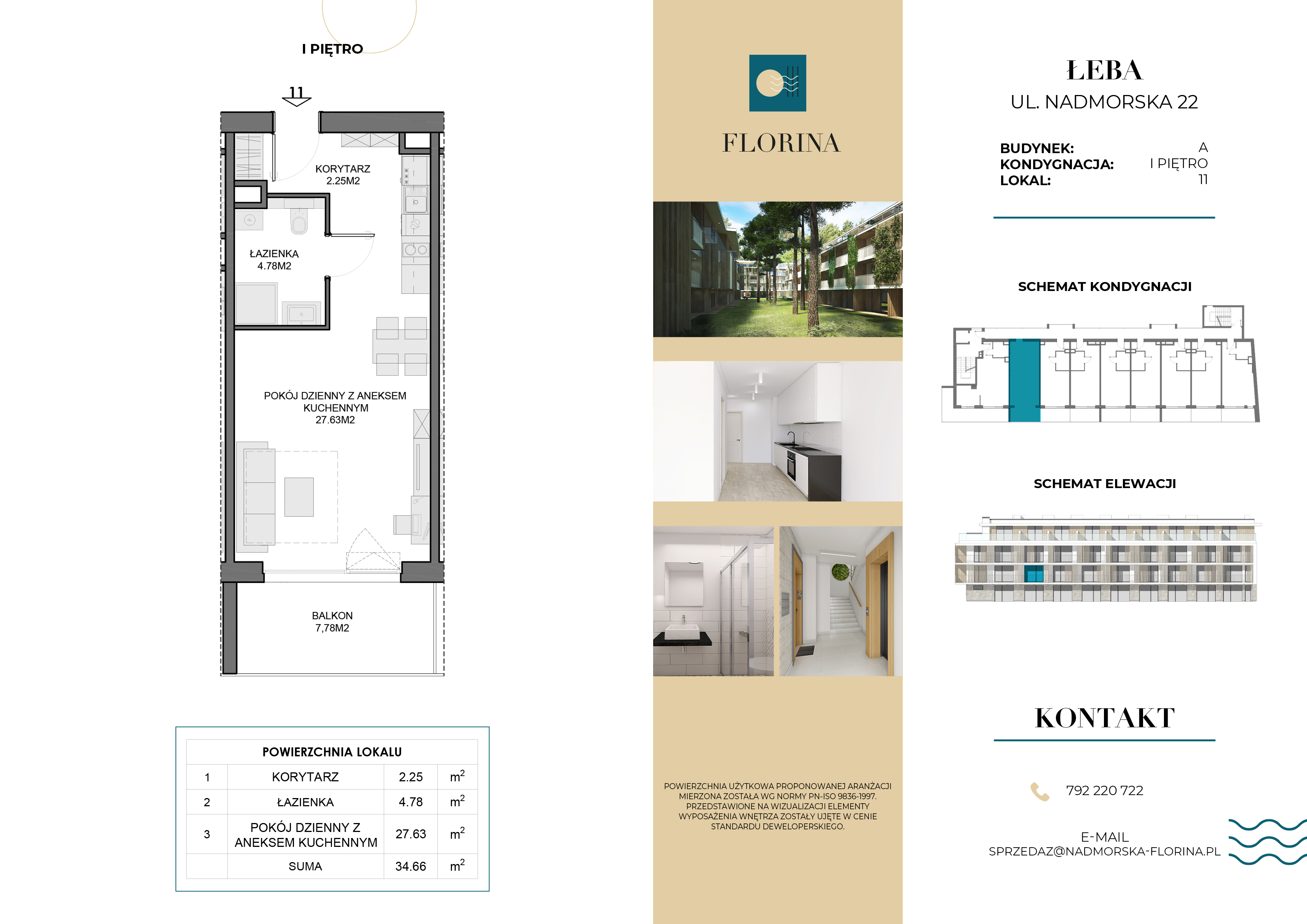 Apartament inwestycyjny 34,66 m², piętro 1, oferta nr A.M11, Nadmorska Florina, Łeba, ul. Nadmorska-idx