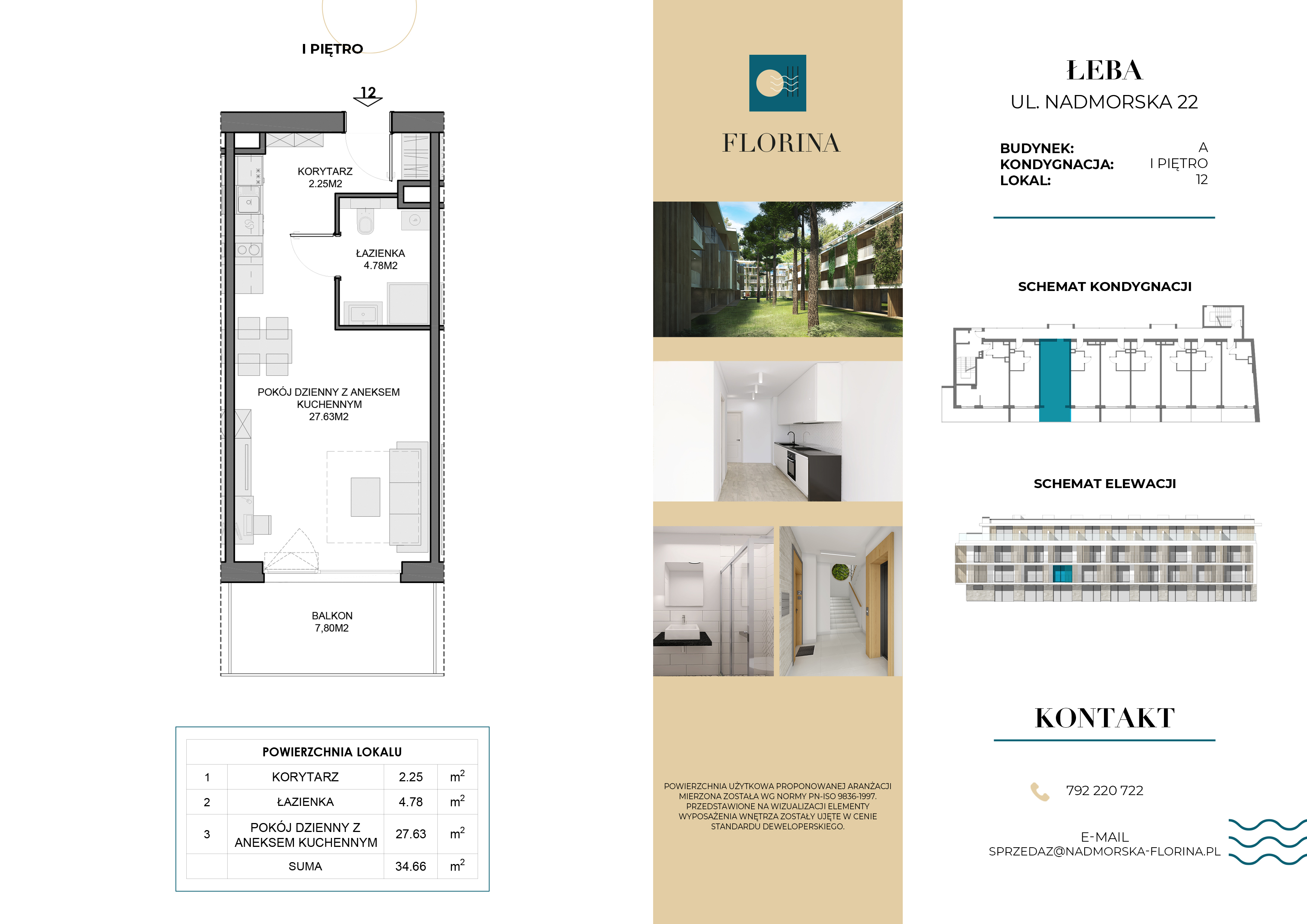 Apartament inwestycyjny 34,66 m², piętro 1, oferta nr A.M12, Nadmorska Florina, Łeba, ul. Nadmorska-idx