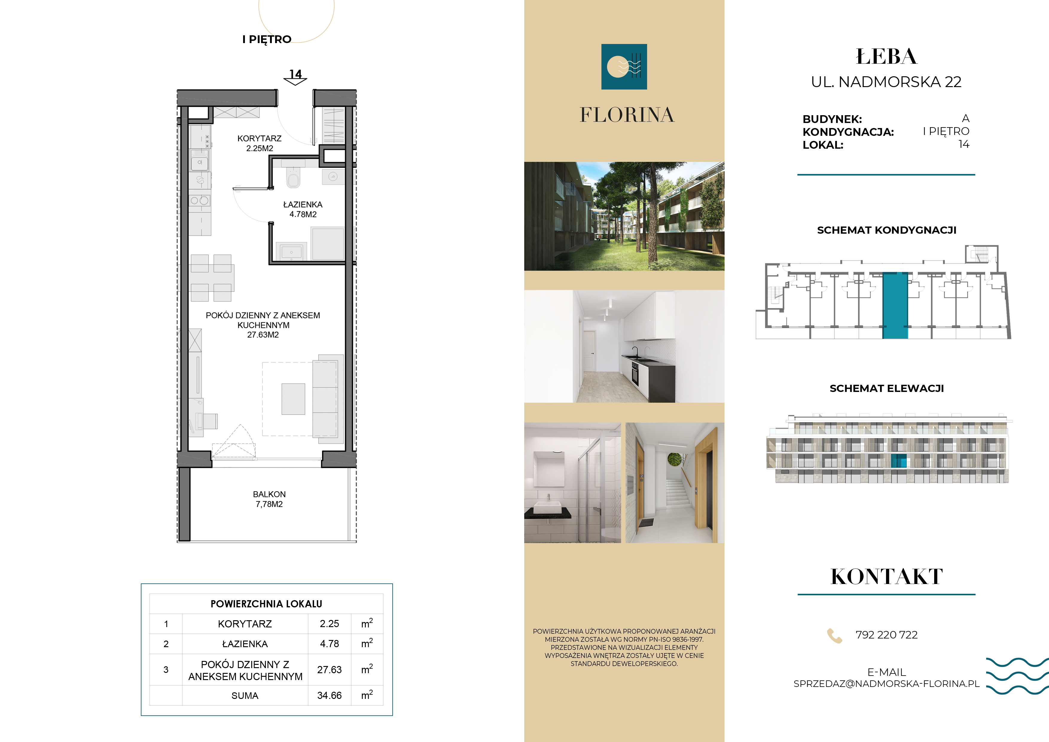 Apartament inwestycyjny 34,66 m², piętro 1, oferta nr A.M14, Nadmorska Florina, Łeba, ul. Nadmorska-idx