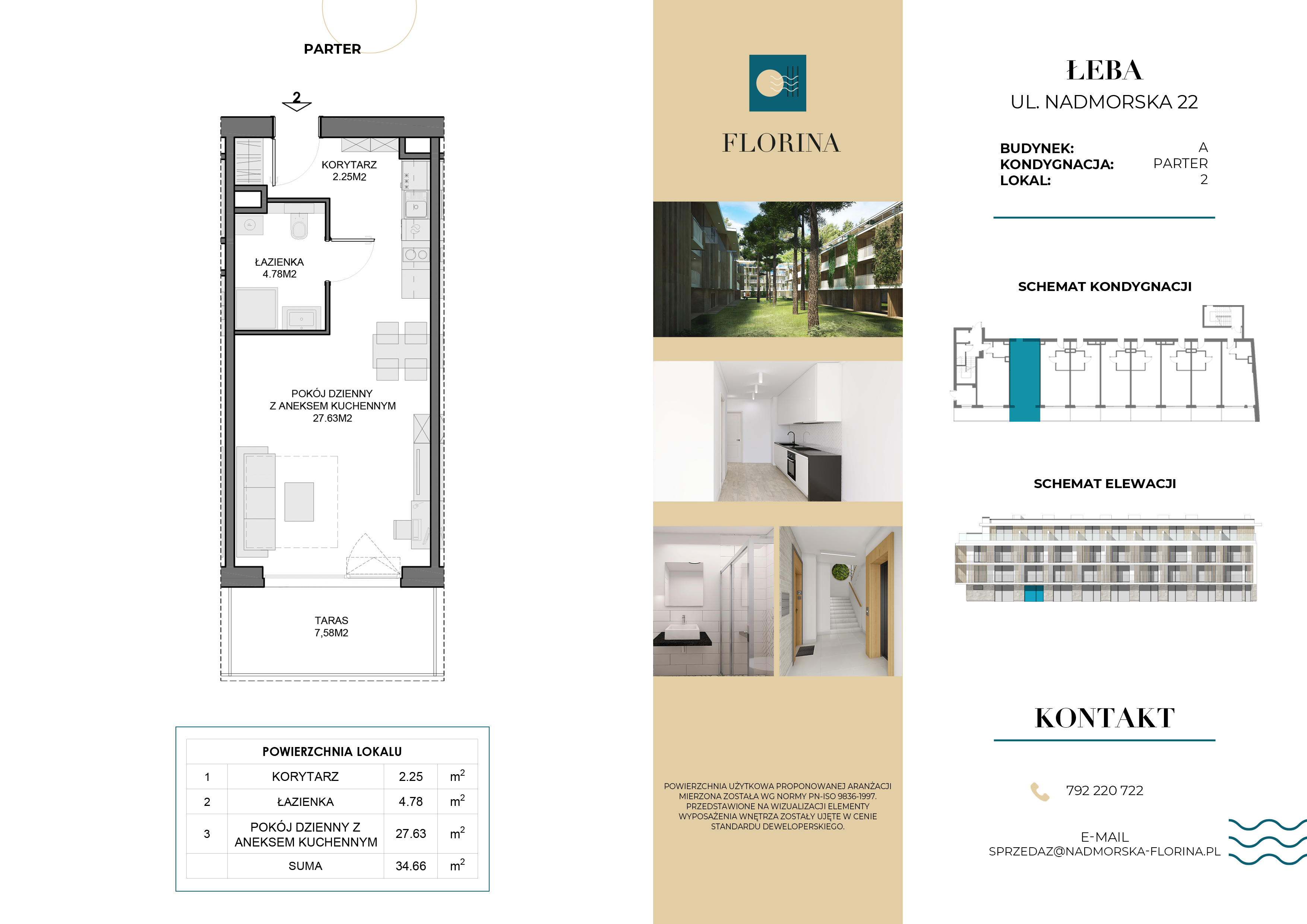 Apartament inwestycyjny 34,66 m², parter, oferta nr A.M2, Nadmorska Florina, Łeba, ul. Nadmorska-idx