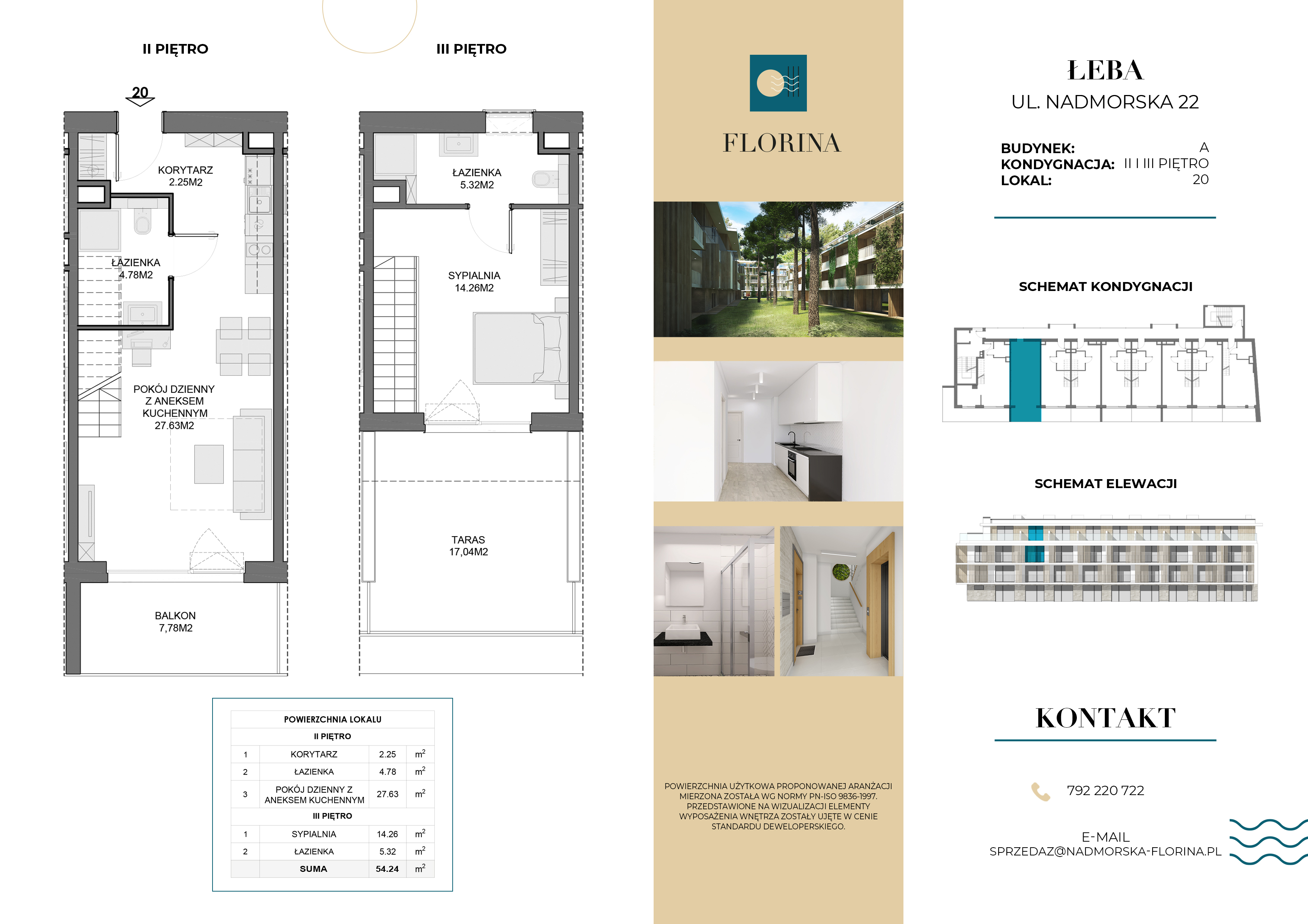 Apartament inwestycyjny 54,24 m², piętro 2, oferta nr A.M20, Nadmorska Florina, Łeba, ul. Nadmorska-idx