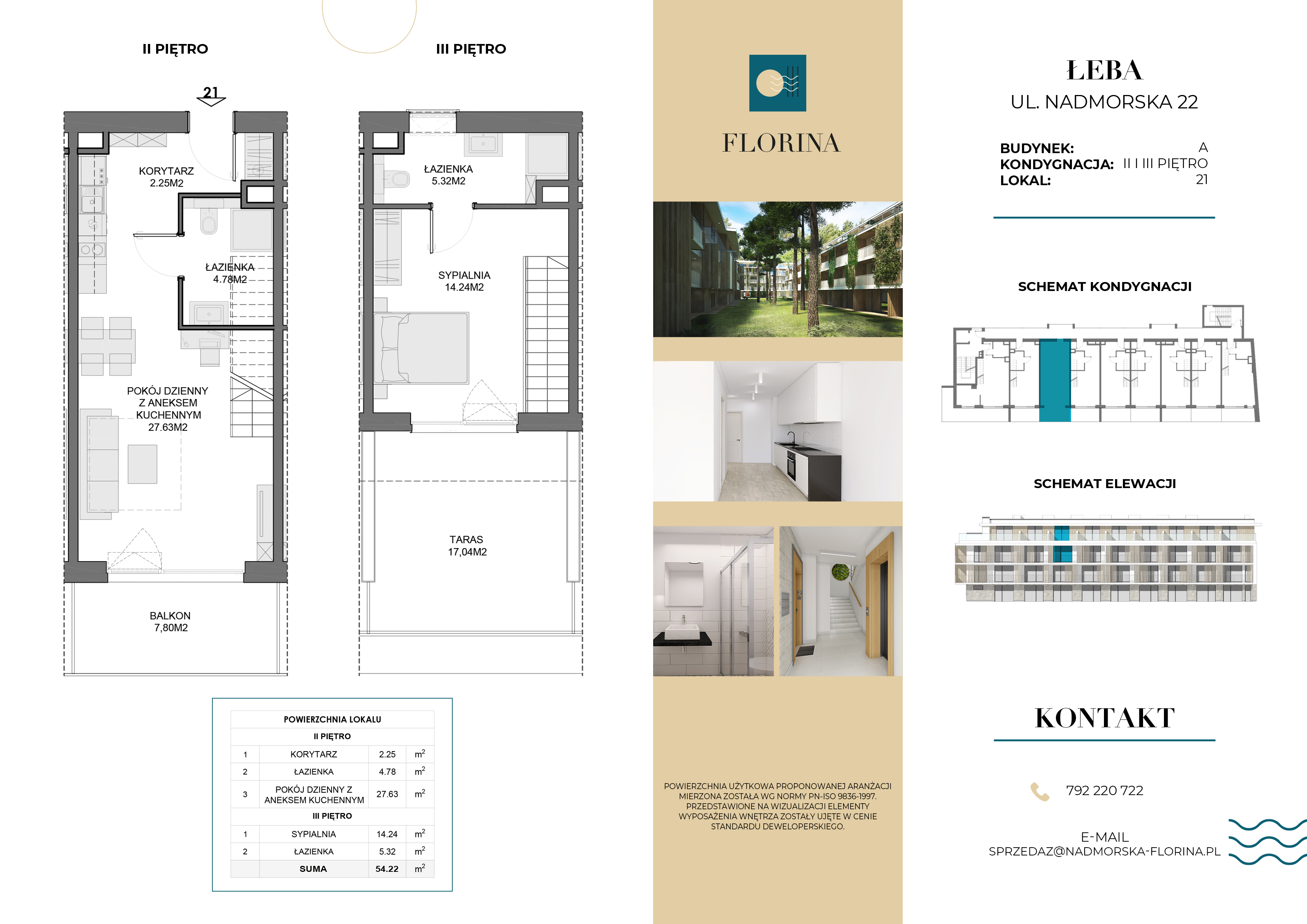 Apartament inwestycyjny 54,22 m², piętro 2, oferta nr A.M21, Nadmorska Florina, Łeba, ul. Nadmorska-idx