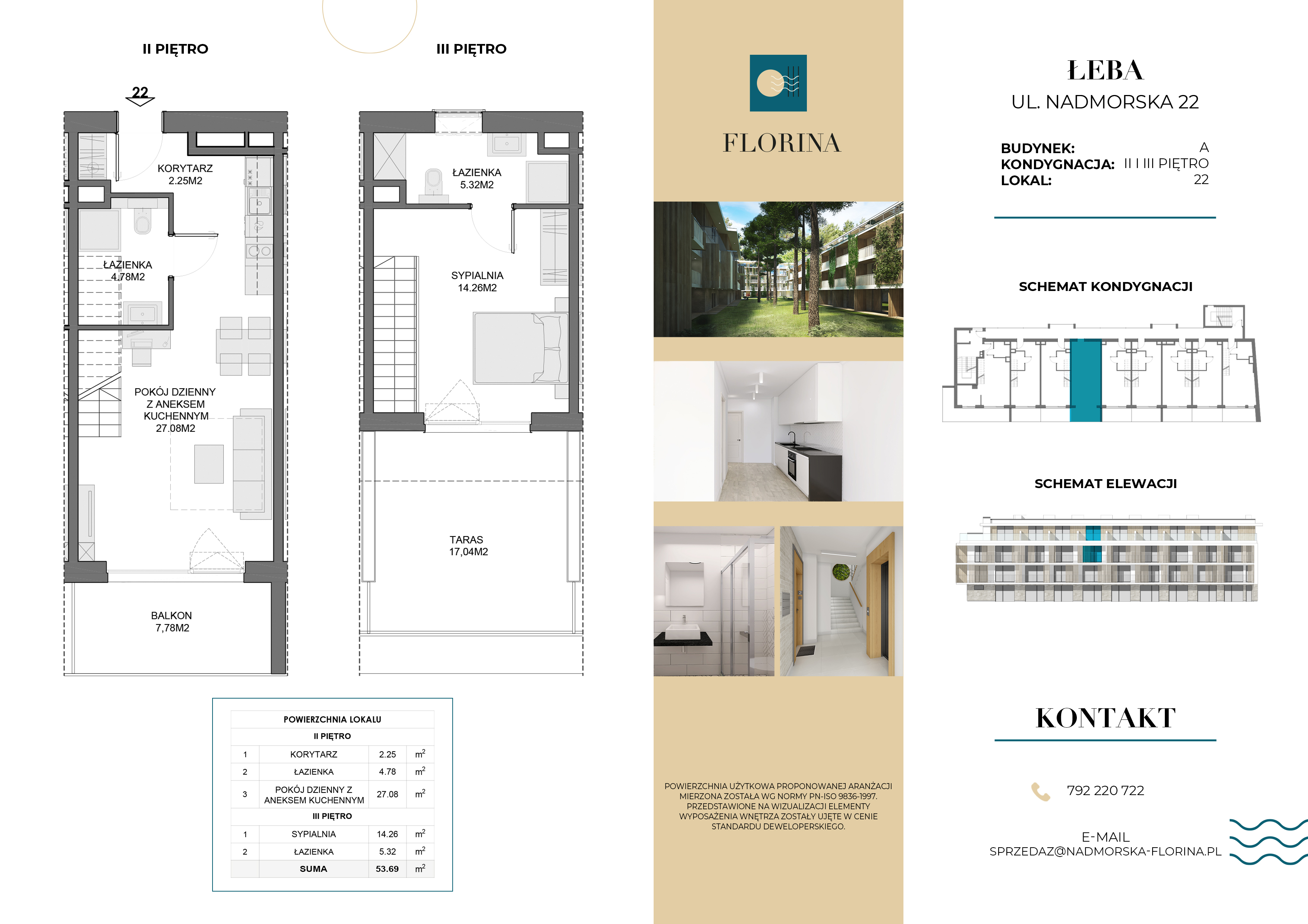 Apartament inwestycyjny 53,69 m², piętro 2, oferta nr A.M22, Nadmorska Florina, Łeba, ul. Nadmorska-idx