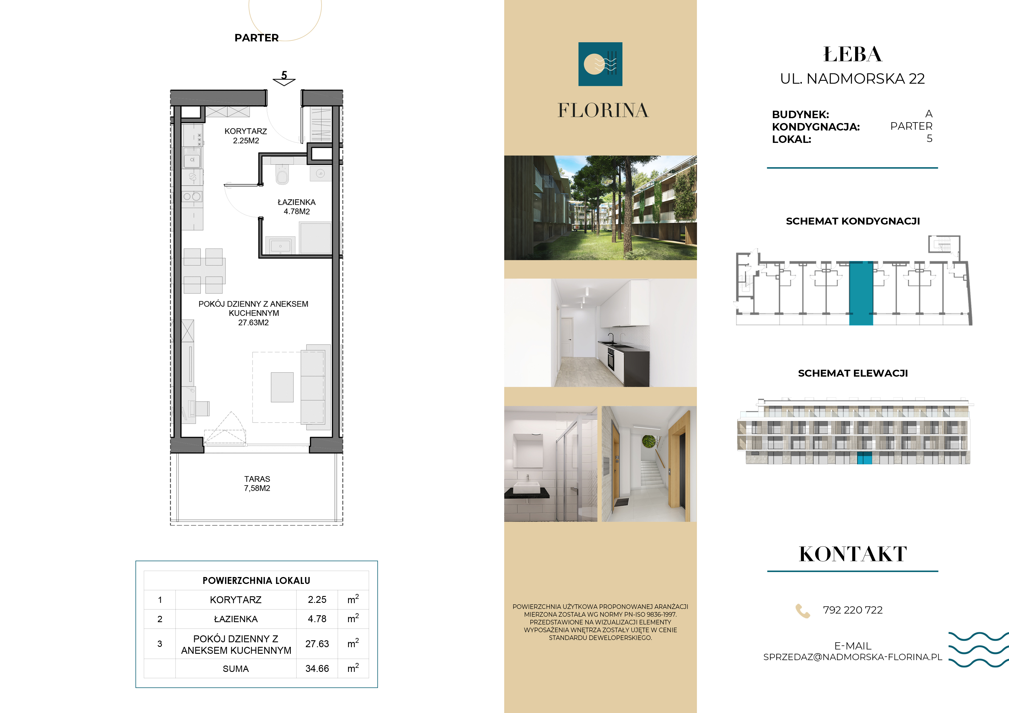 Apartament inwestycyjny 34,66 m², parter, oferta nr A.M5, Nadmorska Florina, Łeba, ul. Nadmorska-idx