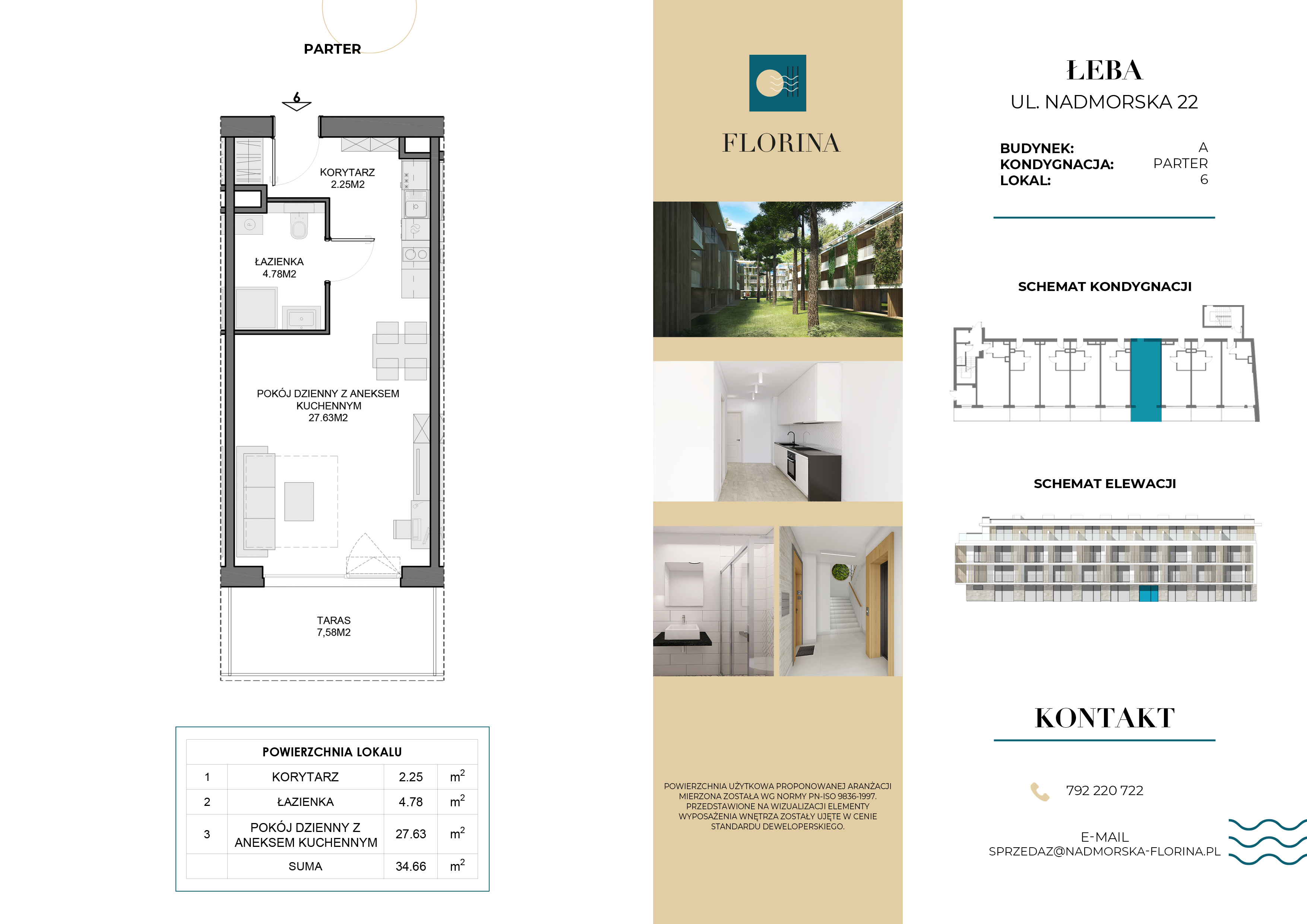 Apartament inwestycyjny 34,66 m², parter, oferta nr A.M6, Nadmorska Florina, Łeba, ul. Nadmorska-idx