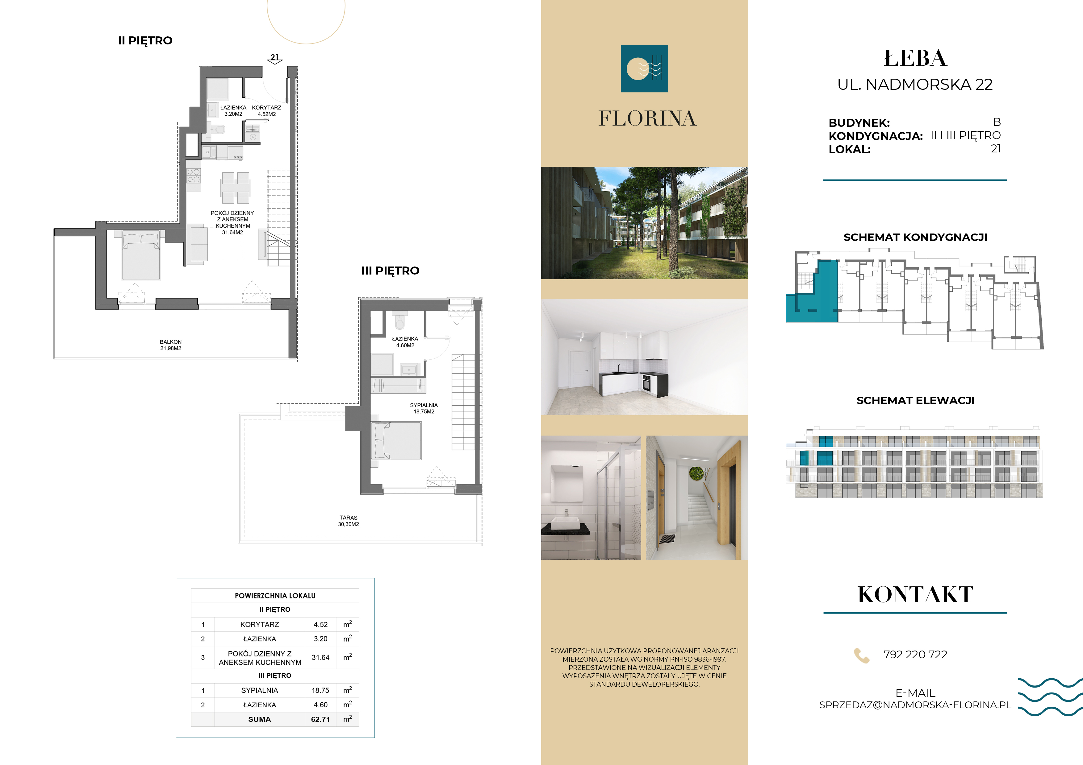 Apartament inwestycyjny 62,71 m², piętro 2, oferta nr B.M21, Nadmorska Florina, Łeba, ul. Nadmorska-idx