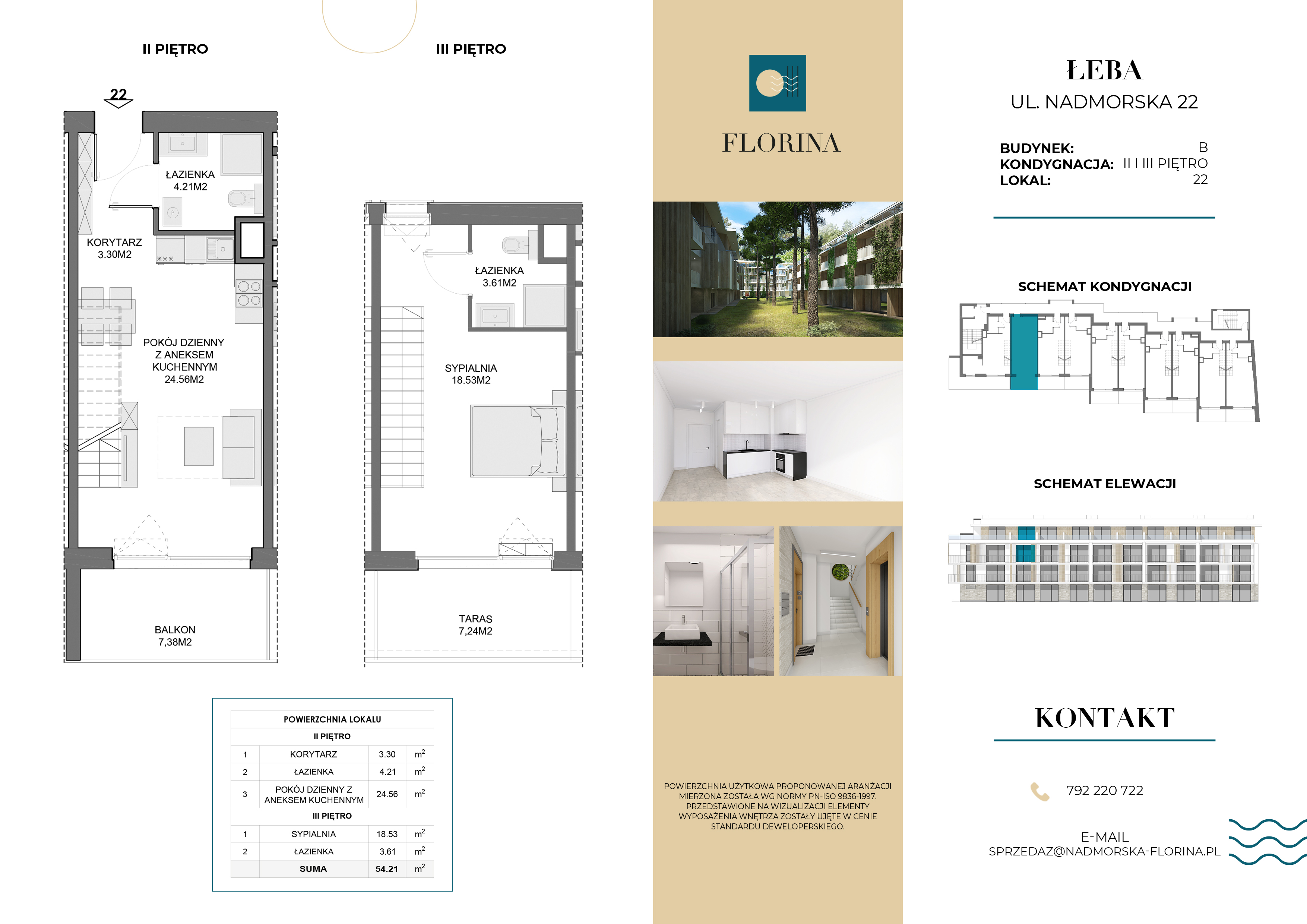 Apartament inwestycyjny 54,21 m², piętro 2, oferta nr B.M22, Nadmorska Florina, Łeba, ul. Nadmorska-idx