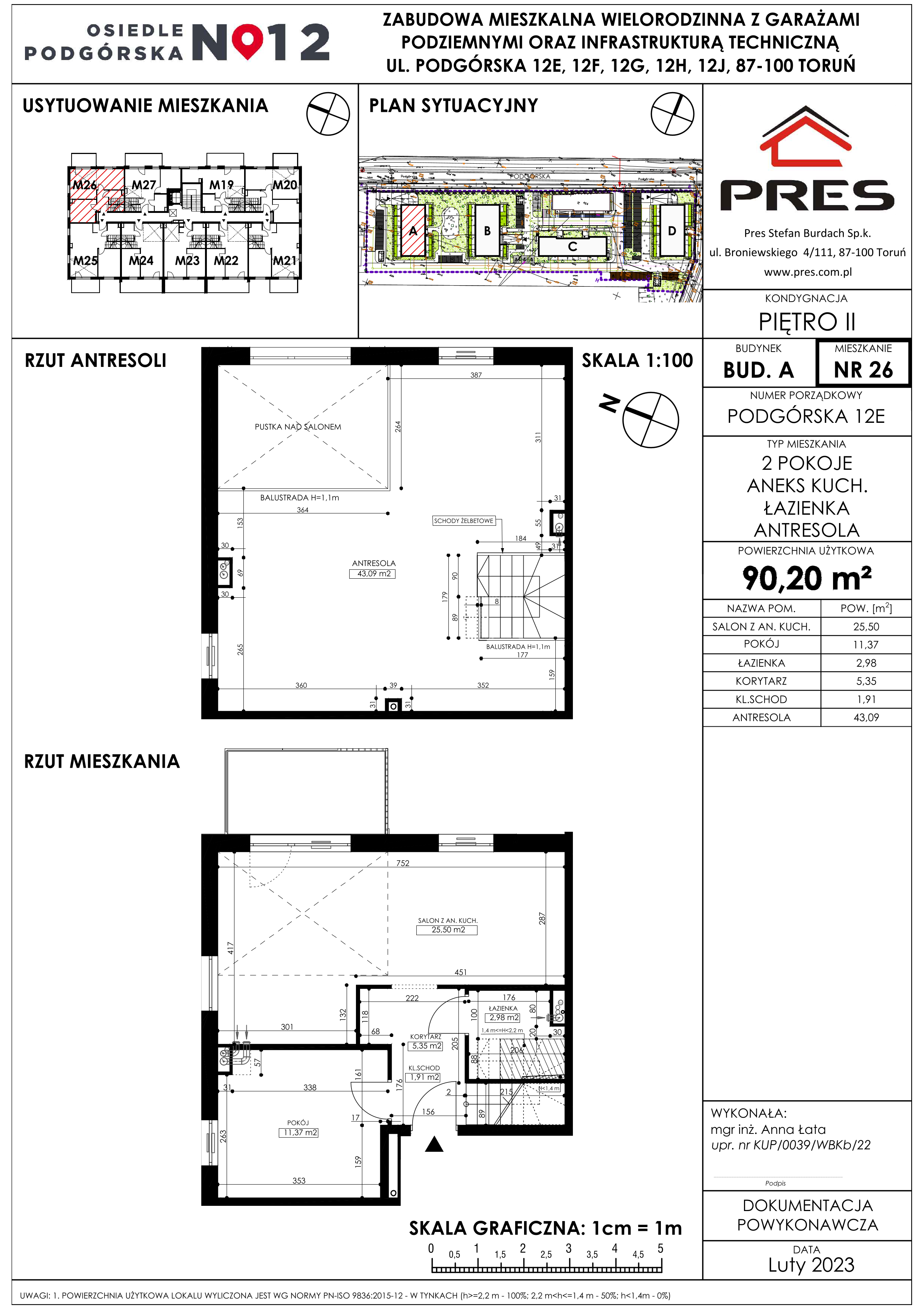 Mieszkanie 90,20 m², piętro 2, oferta nr Podgórska-A-LM-26, Osiedle Podgórska, Toruń, Rudak, ul. Podgórska 12E, 12J-idx