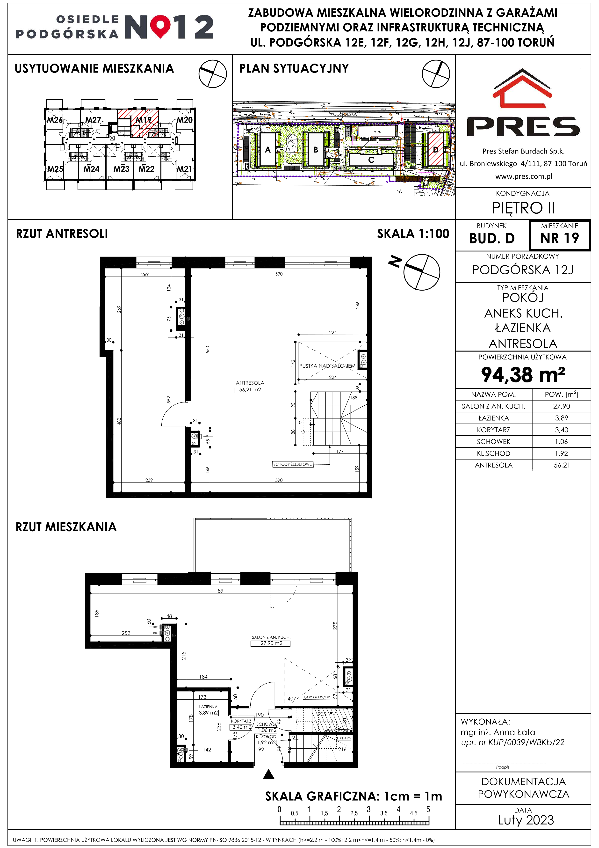 Mieszkanie 94,38 m², piętro 2, oferta nr Podgórska-D-LM-19 + K19, Osiedle Podgórska, Toruń, Rudak, ul. Podgórska 12E, 12J-idx