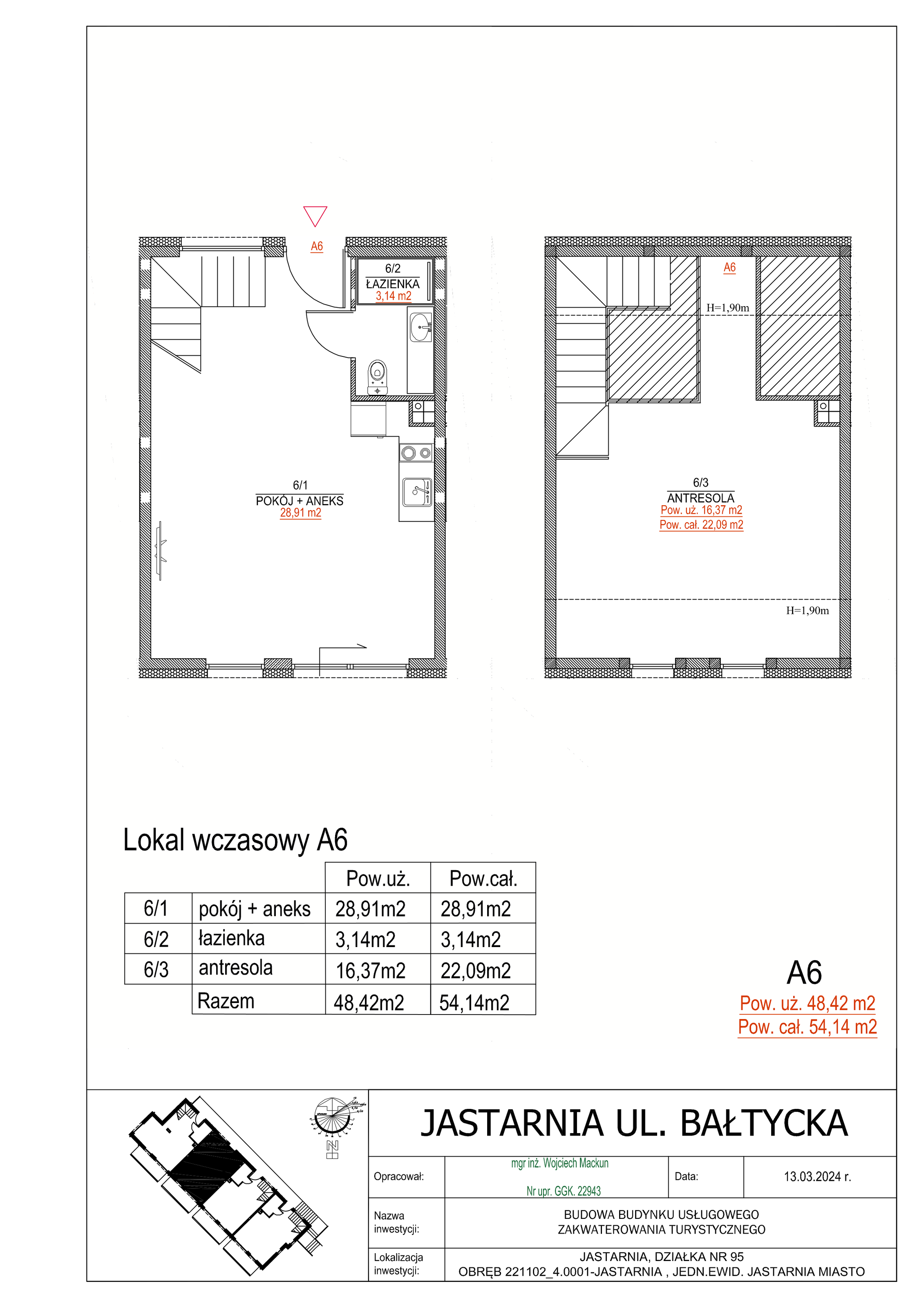 Apartament inwestycyjny 48,42 m², piętro 1, oferta nr A6, Apartamenty Wyspa, Jastarnia, ul. Bałtycka 5-idx