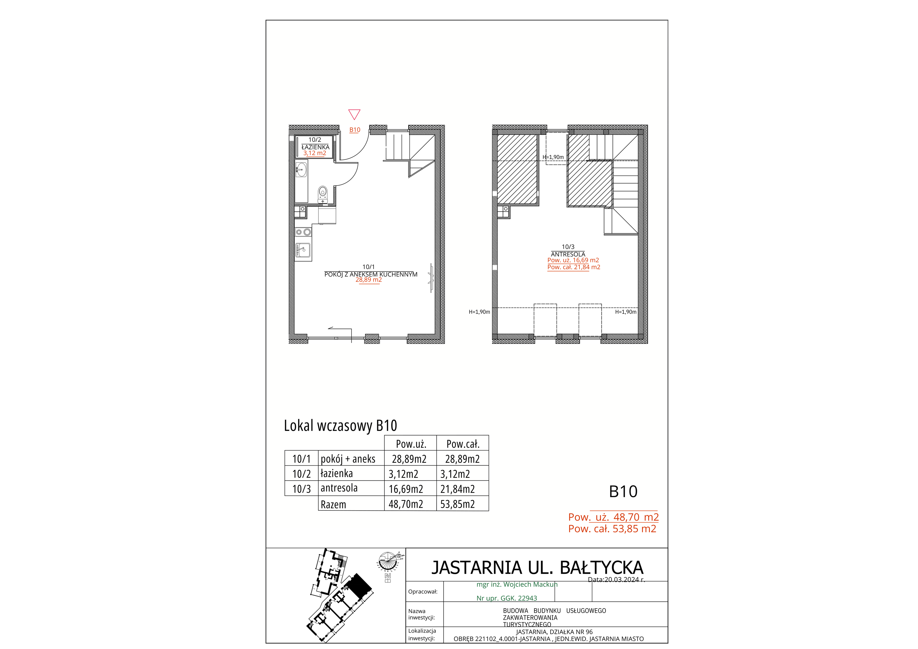 Apartament inwestycyjny 48,70 m², piętro 1, oferta nr B10, Apartamenty Wyspa, Jastarnia, ul. Bałtycka 5-idx