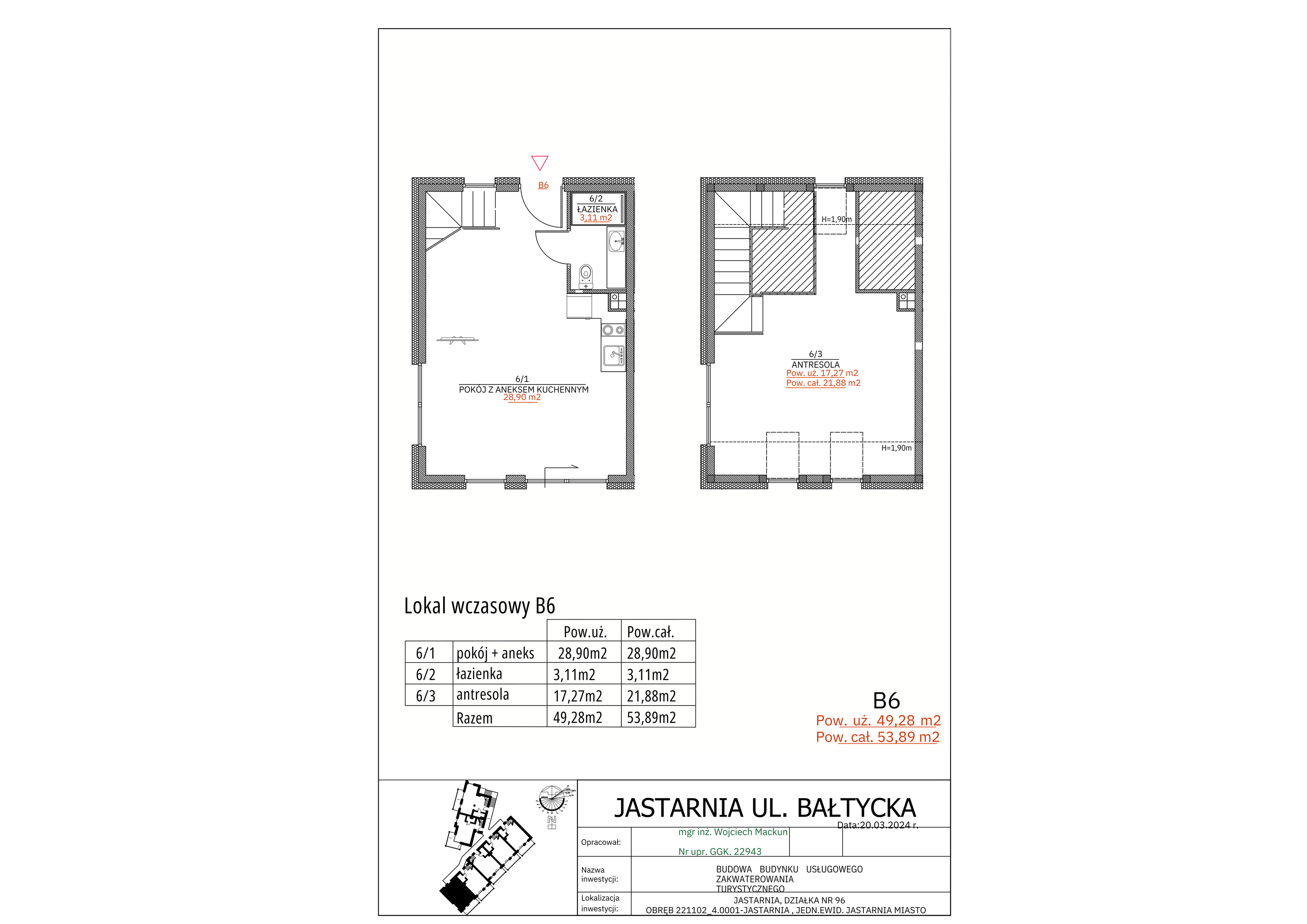 Apartament inwestycyjny 49,28 m², piętro 1, oferta nr B6, Apartamenty Wyspa, Jastarnia, ul. Bałtycka 5-idx