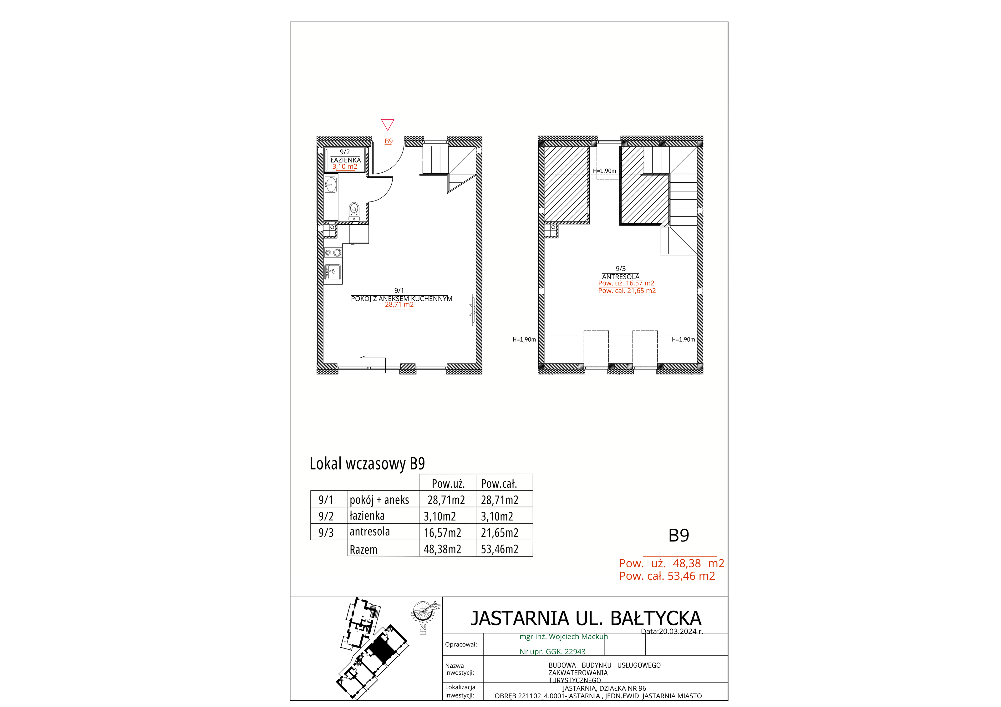 Apartament inwestycyjny 48,38 m², piętro 1, oferta nr B9, Apartamenty Wyspa, Jastarnia, ul. Bałtycka 5-idx