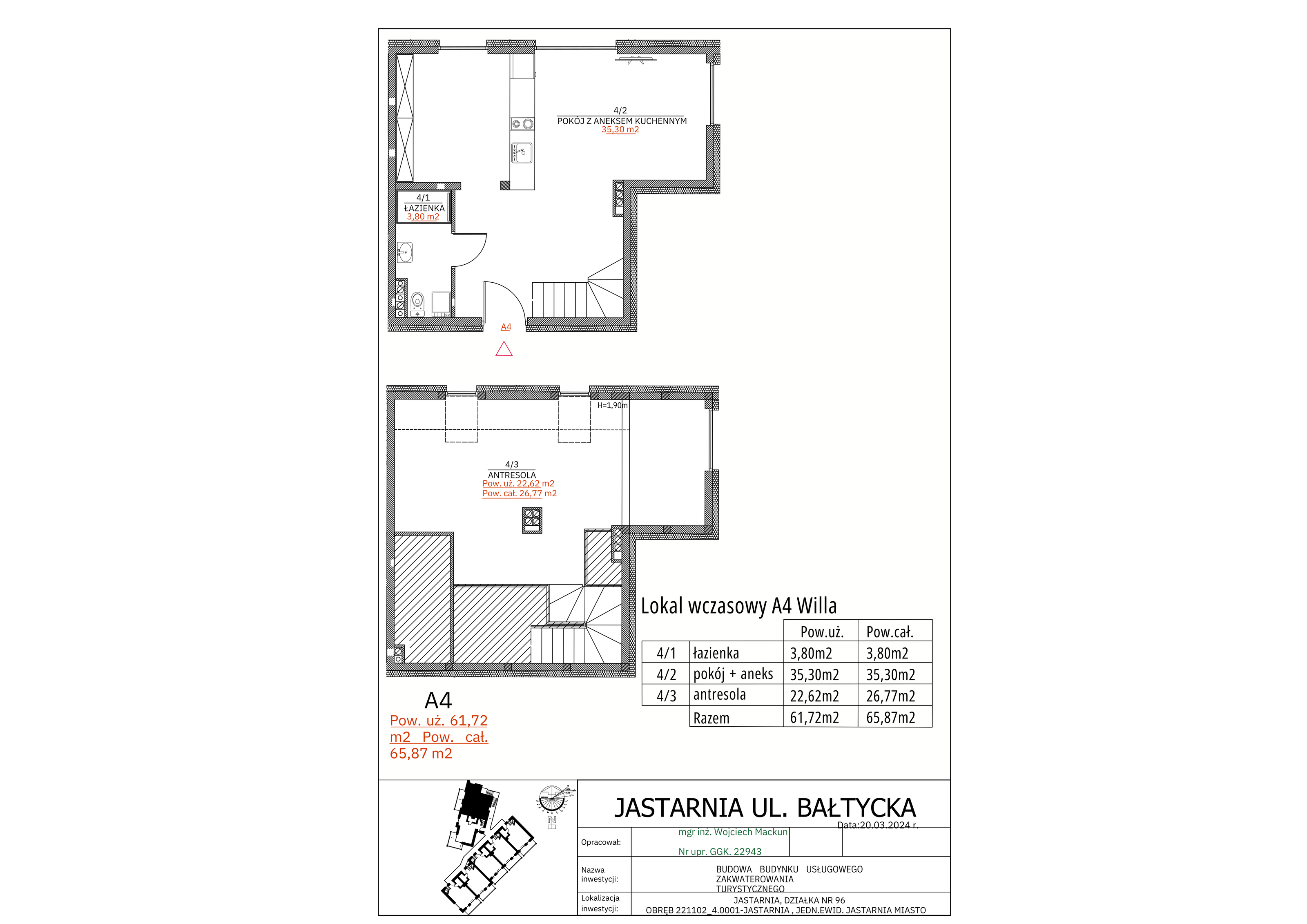 Apartament inwestycyjny 61,72 m², piętro 1, oferta nr A4 Willa, Apartamenty Wyspa, Jastarnia, ul. Bałtycka 5-idx