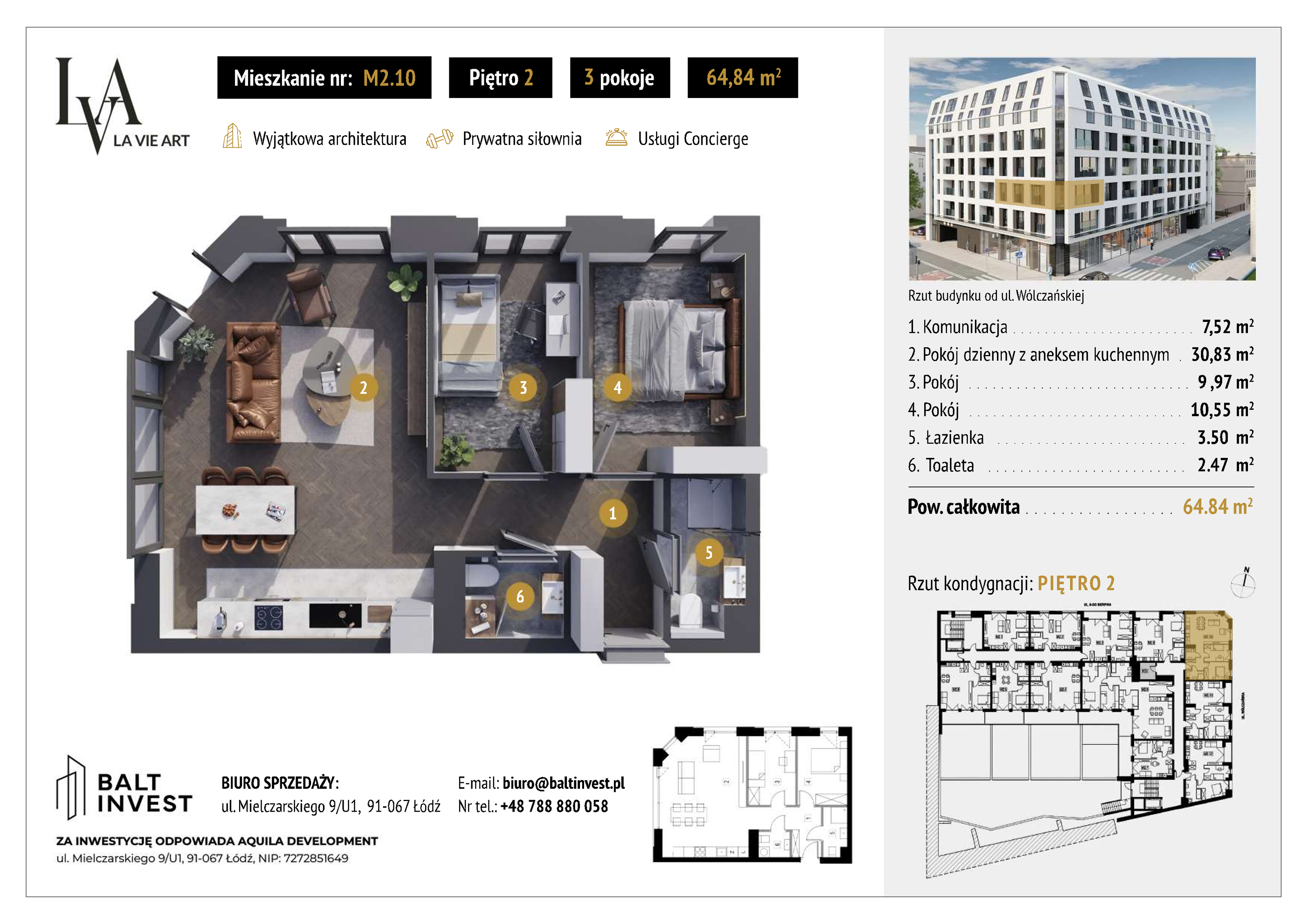 Apartament 64,84 m², piętro 2, oferta nr M2_10, La Vie Art, Łódź, Polesie, ul. 6 Sierpnia 10-idx