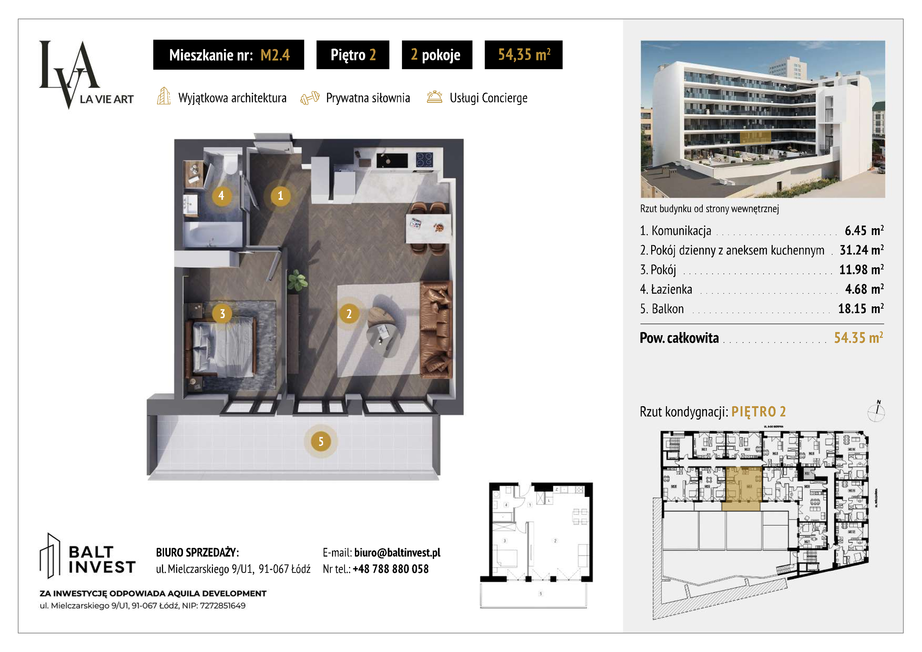 Apartament 54,35 m², piętro 2, oferta nr M2_4, La Vie Art, Łódź, Polesie, ul. 6 Sierpnia 10-idx