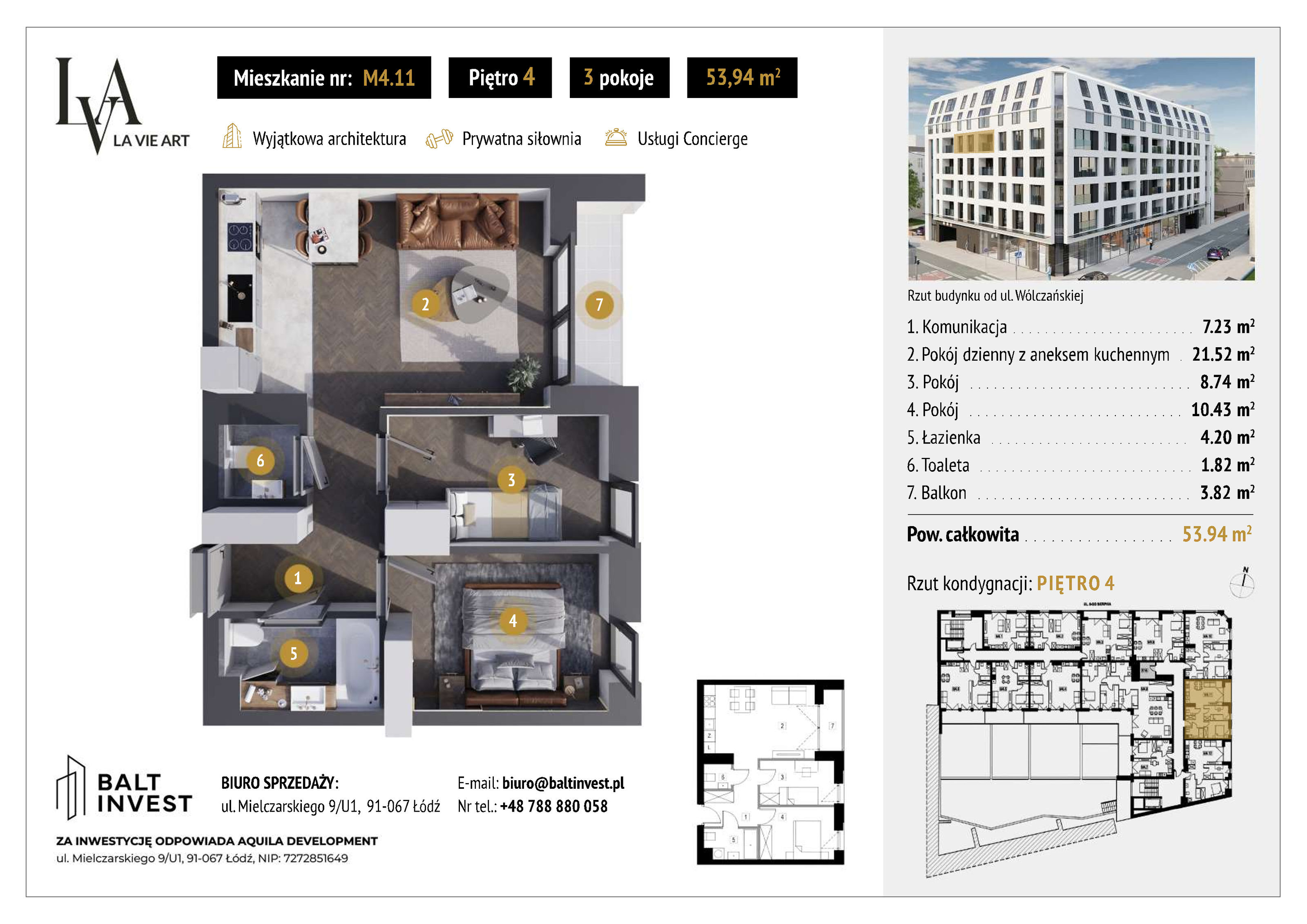 Apartament 53,94 m², piętro 4, oferta nr M4_11, La Vie Art, Łódź, Polesie, ul. 6 Sierpnia 10-idx