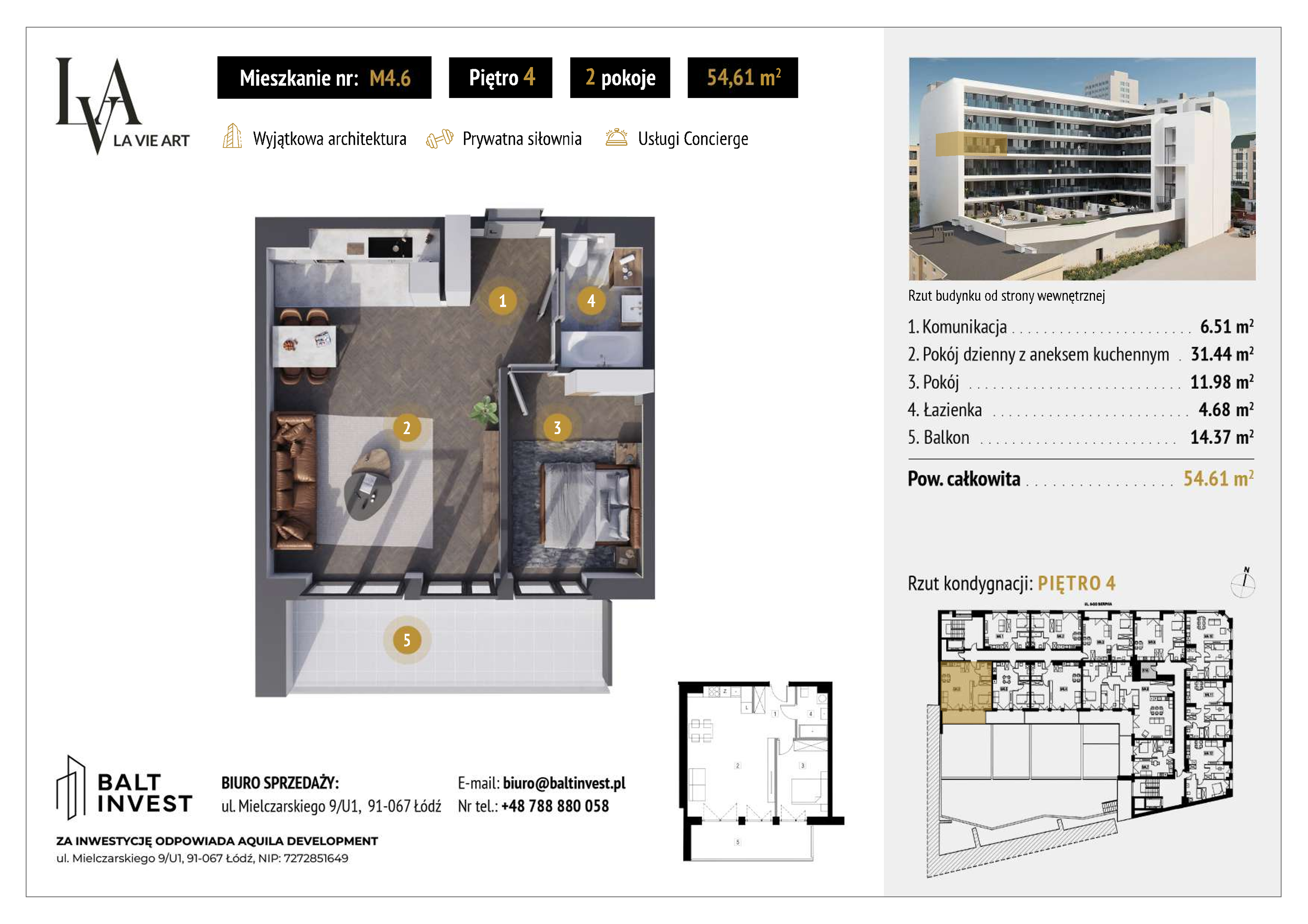 Apartament 54,61 m², piętro 4, oferta nr M4_6, La Vie Art, Łódź, Polesie, ul. 6 Sierpnia 10-idx