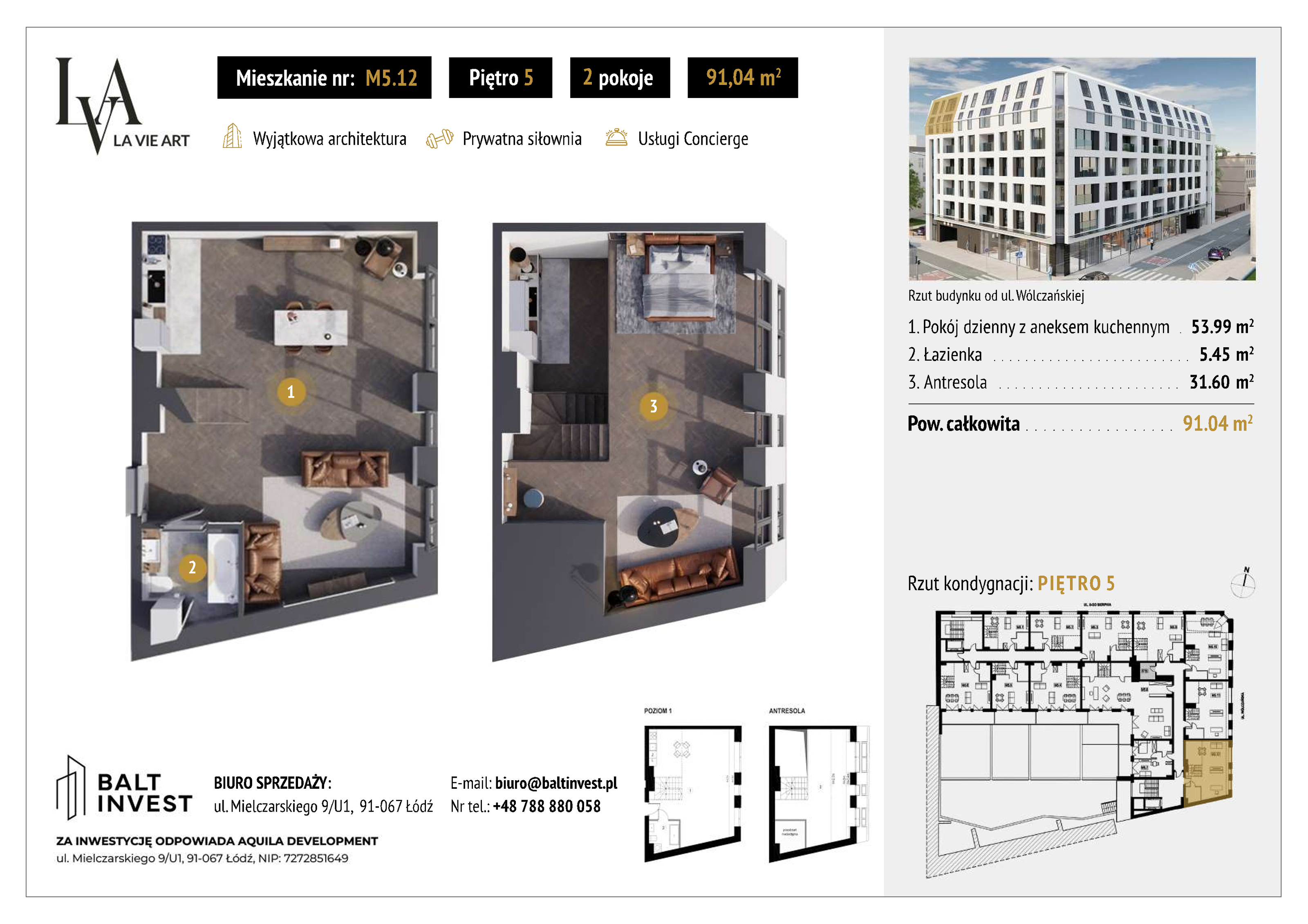 Apartament 91,37 m², piętro 5, oferta nr M5_12, La Vie Art, Łódź, Polesie, ul. 6 Sierpnia 10-idx