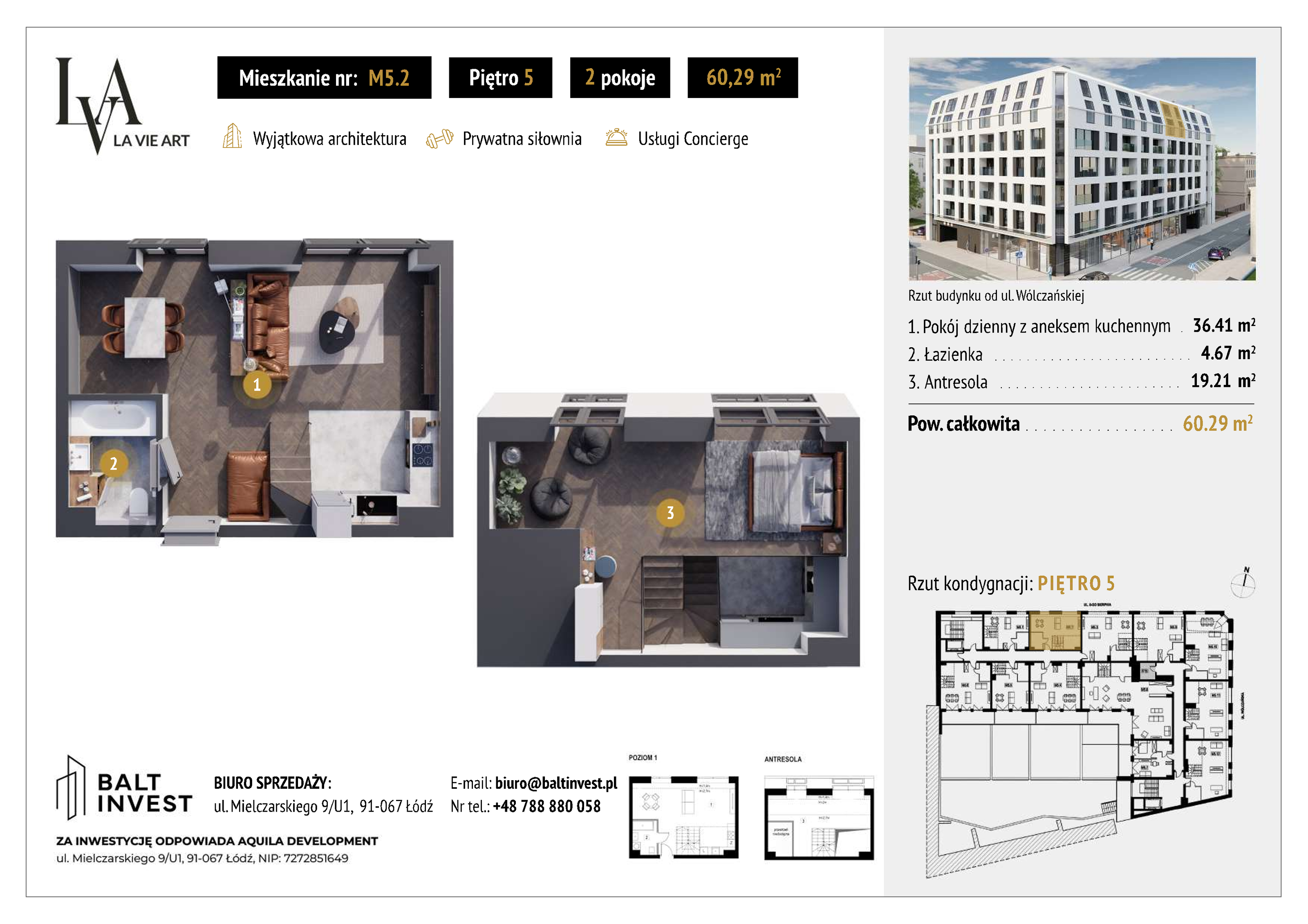 Apartament 60,29 m², piętro 5, oferta nr M5_2, La Vie Art, Łódź, Polesie, ul. 6 Sierpnia 10-idx