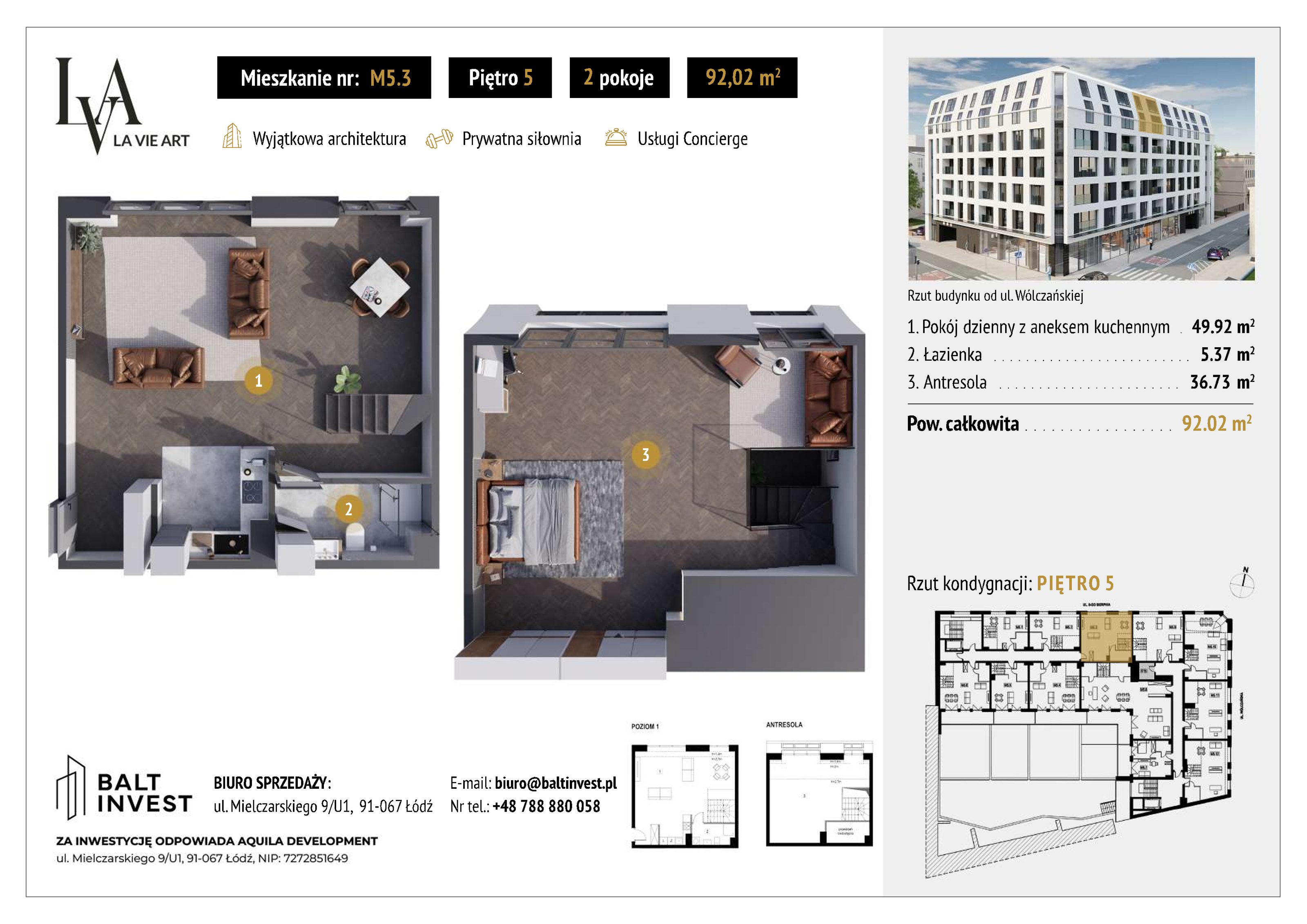 Apartament 92,02 m², piętro 5, oferta nr M5_3, La Vie Art, Łódź, Polesie, ul. 6 Sierpnia 10-idx