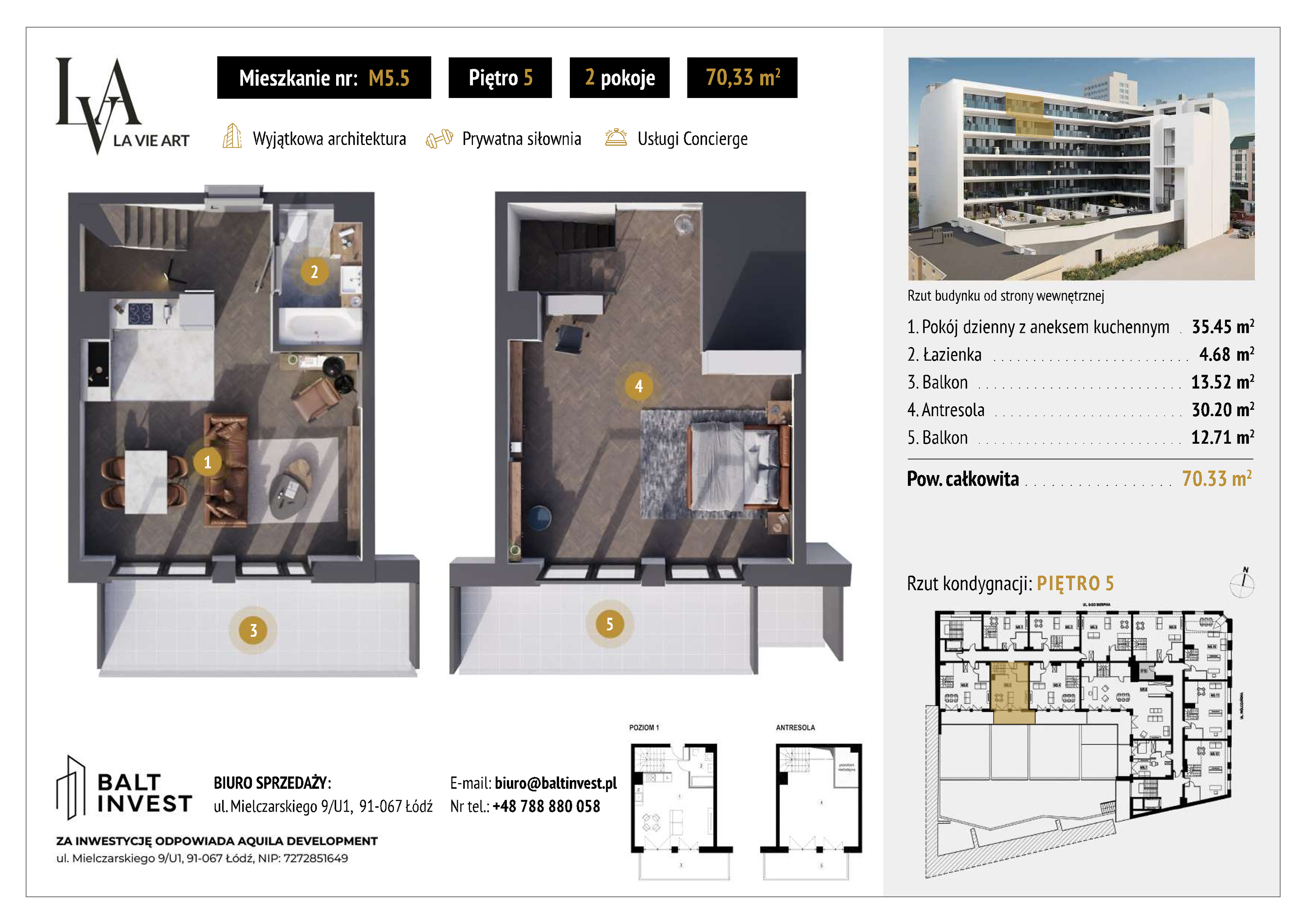 Apartament 70,30 m², piętro 5, oferta nr M5_5, La Vie Art, Łódź, Polesie, ul. 6 Sierpnia 10-idx