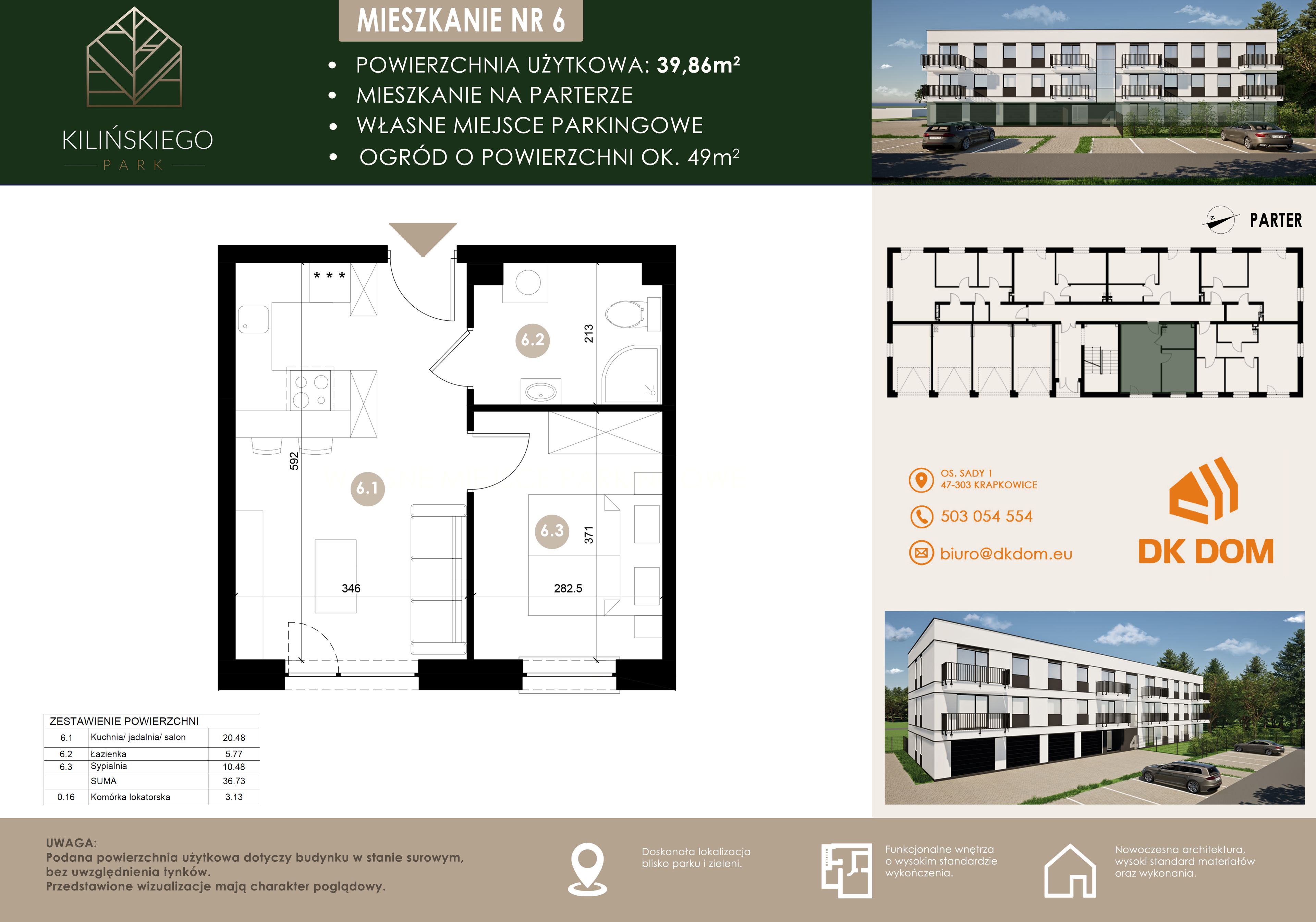 Mieszkanie 39,86 m², parter, oferta nr 6, Kilińskiego Park, Krapkowice, ul. Kilińskiego-idx