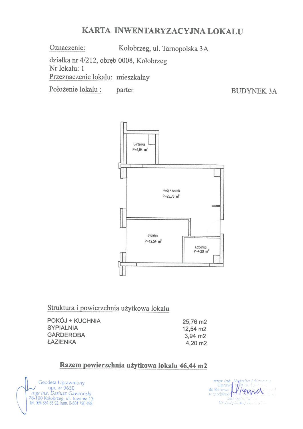 Mieszkanie 46,44 m², parter, oferta nr A1, Miejski Las, Kołobrzeg, Podczele, ul. Tarnopolska 3 A, B, C-idx